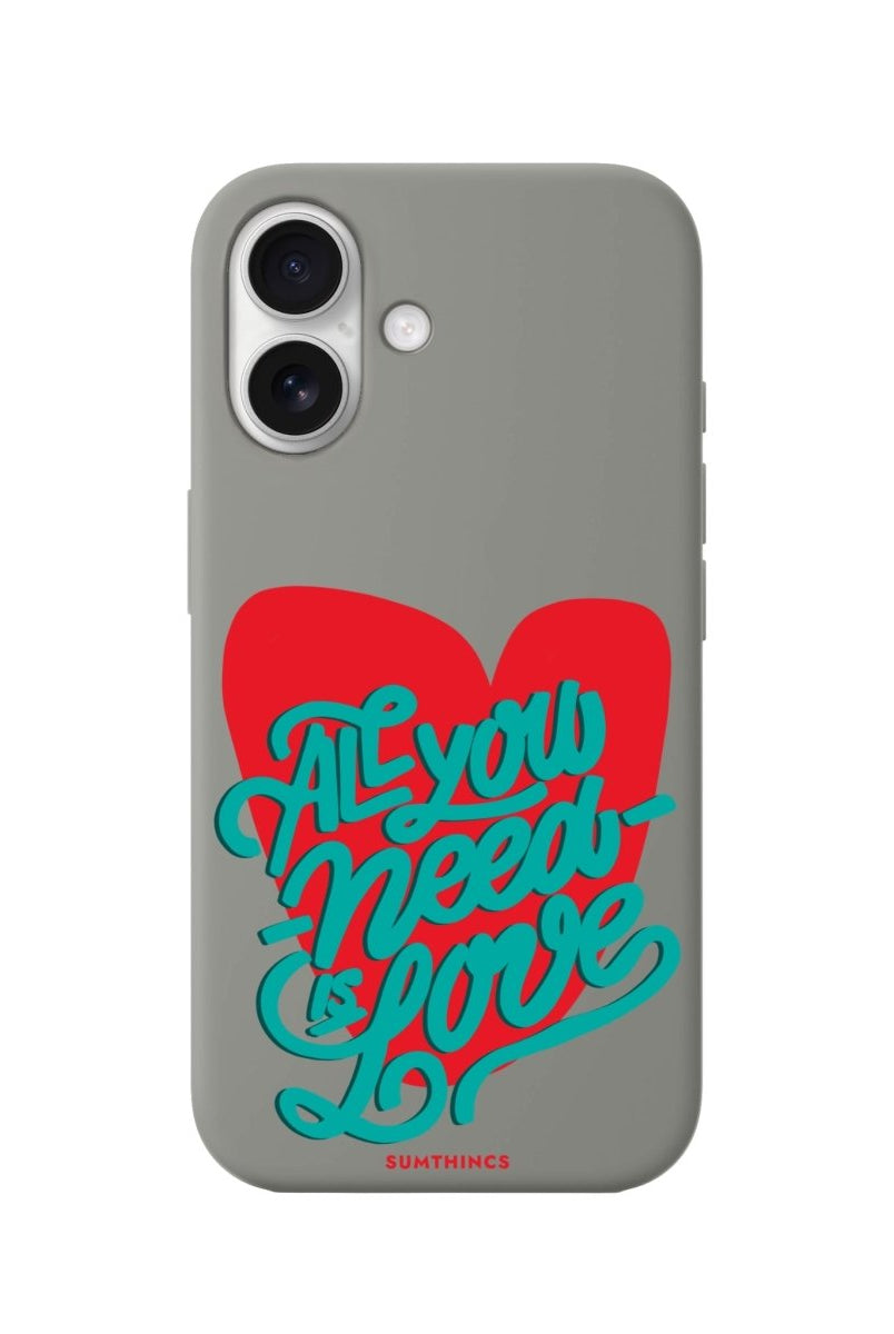 iPhone 16 All You Need is Love Premium Telefon Kılıfı Gri - SUMTHINCS