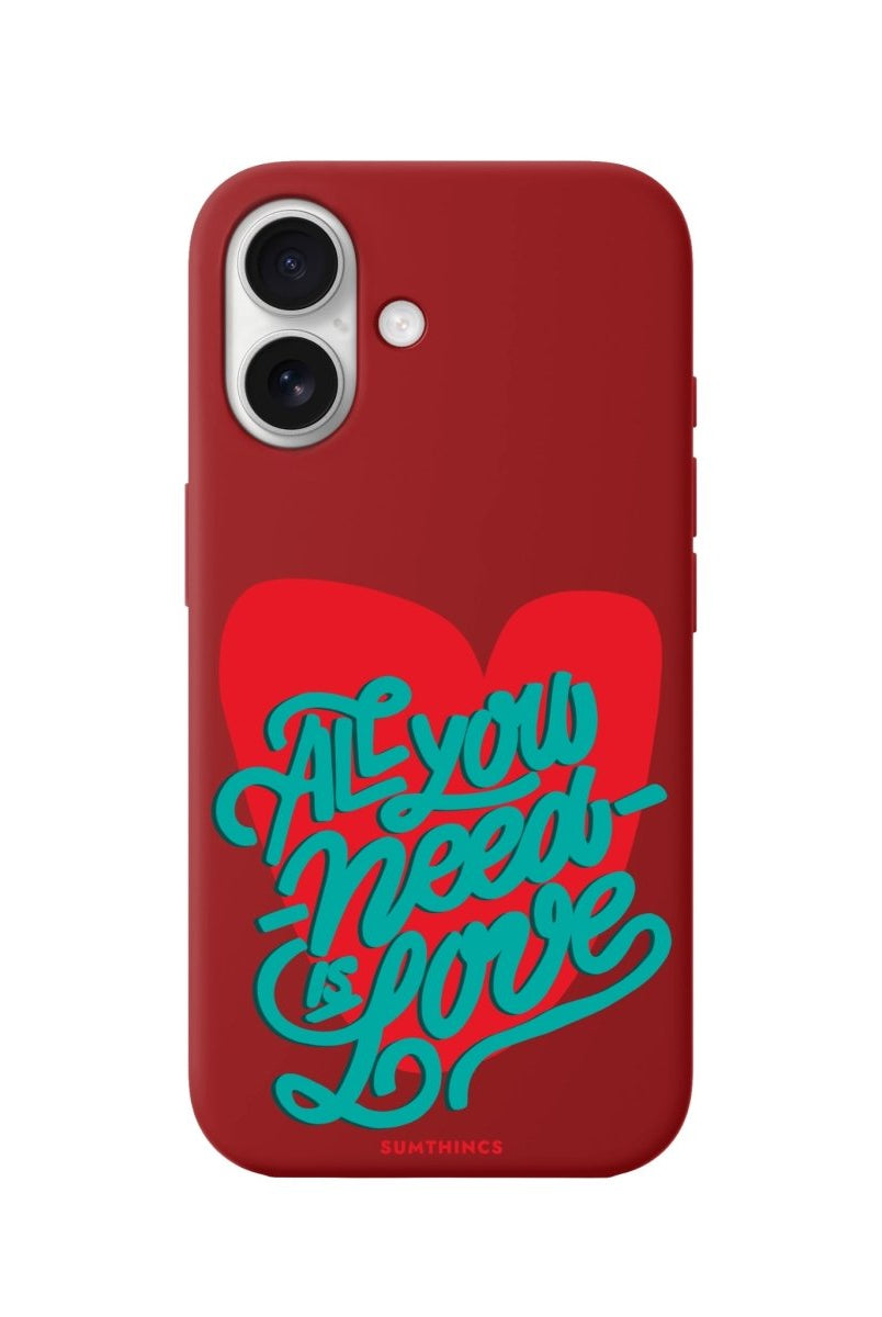 iPhone 16 All You Need is Love Premium Telefon Kılıfı Kırmızı - SUMTHINCS