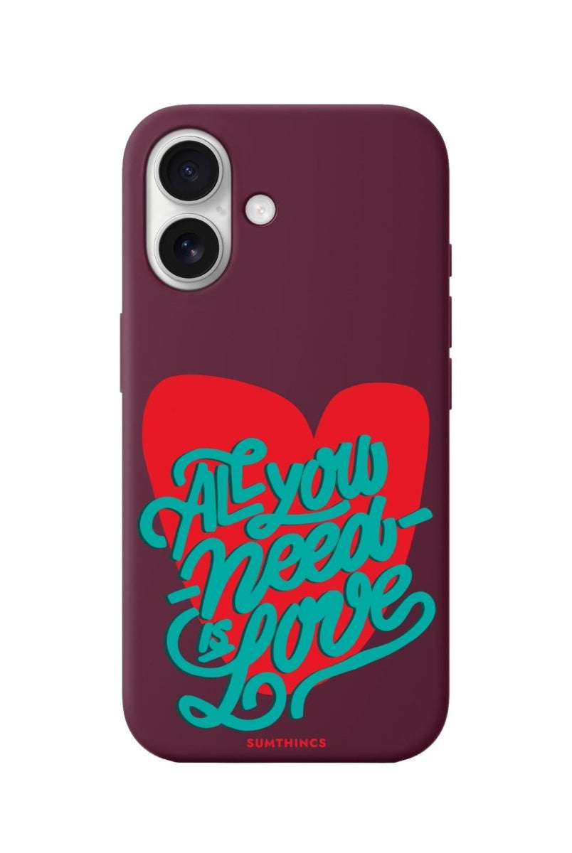 iPhone 16 All You Need is Love Premium Telefon Kılıfı Bordo - SUMTHINCS