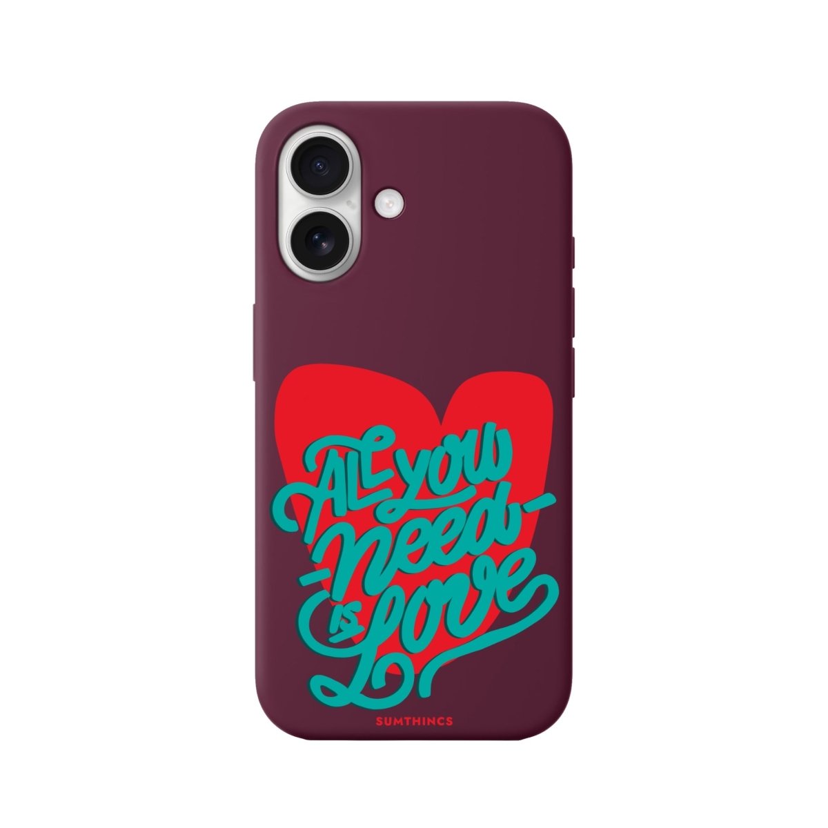 iPhone 16 All You Need is Love Premium Telefon Kılıfı Bordo - SUMTHINCS