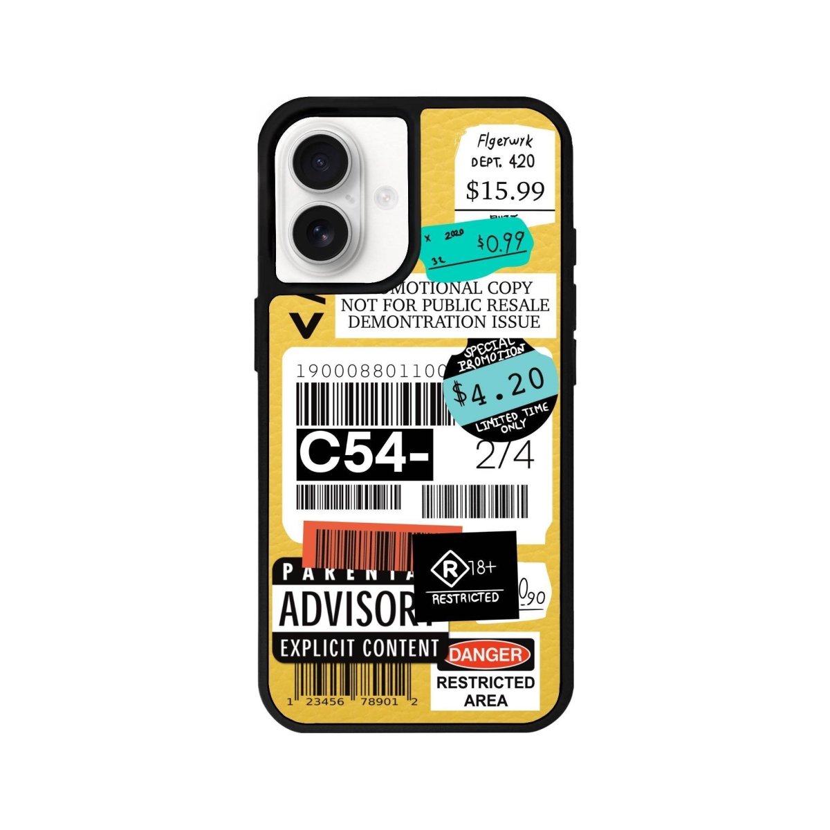 iPhone 16 Barcode C54 Leather Vegan Deri Telefon Kılıfı Sarı - SUMTHINCS