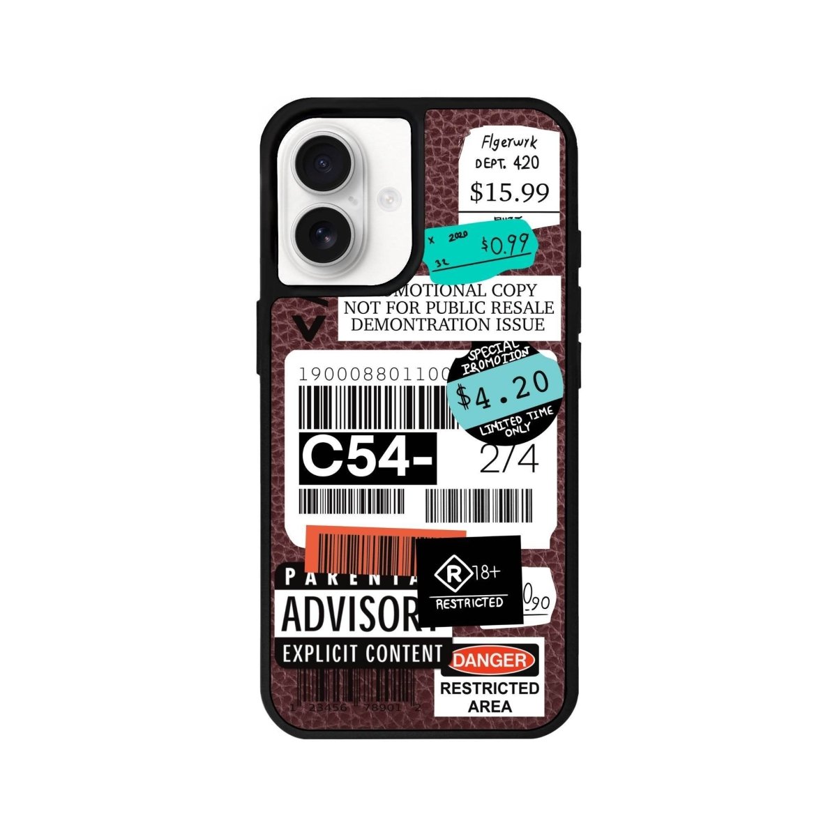 iPhone 16 Barcode C54 Leather Vegan Deri Telefon Kılıfı Bordo - SUMTHINCS