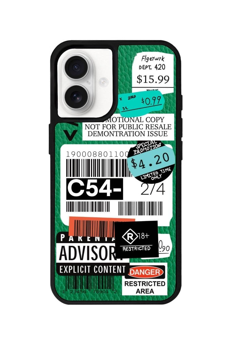 iPhone 16 Barcode C54 Leather Vegan Deri Telefon Kılıfı Yeşil - SUMTHINCS