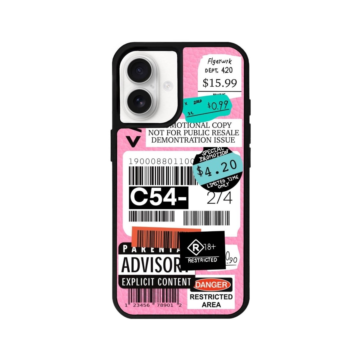 iPhone 16 Barcode C54 Leather Vegan Deri Telefon Kılıfı Pembe - SUMTHINCS