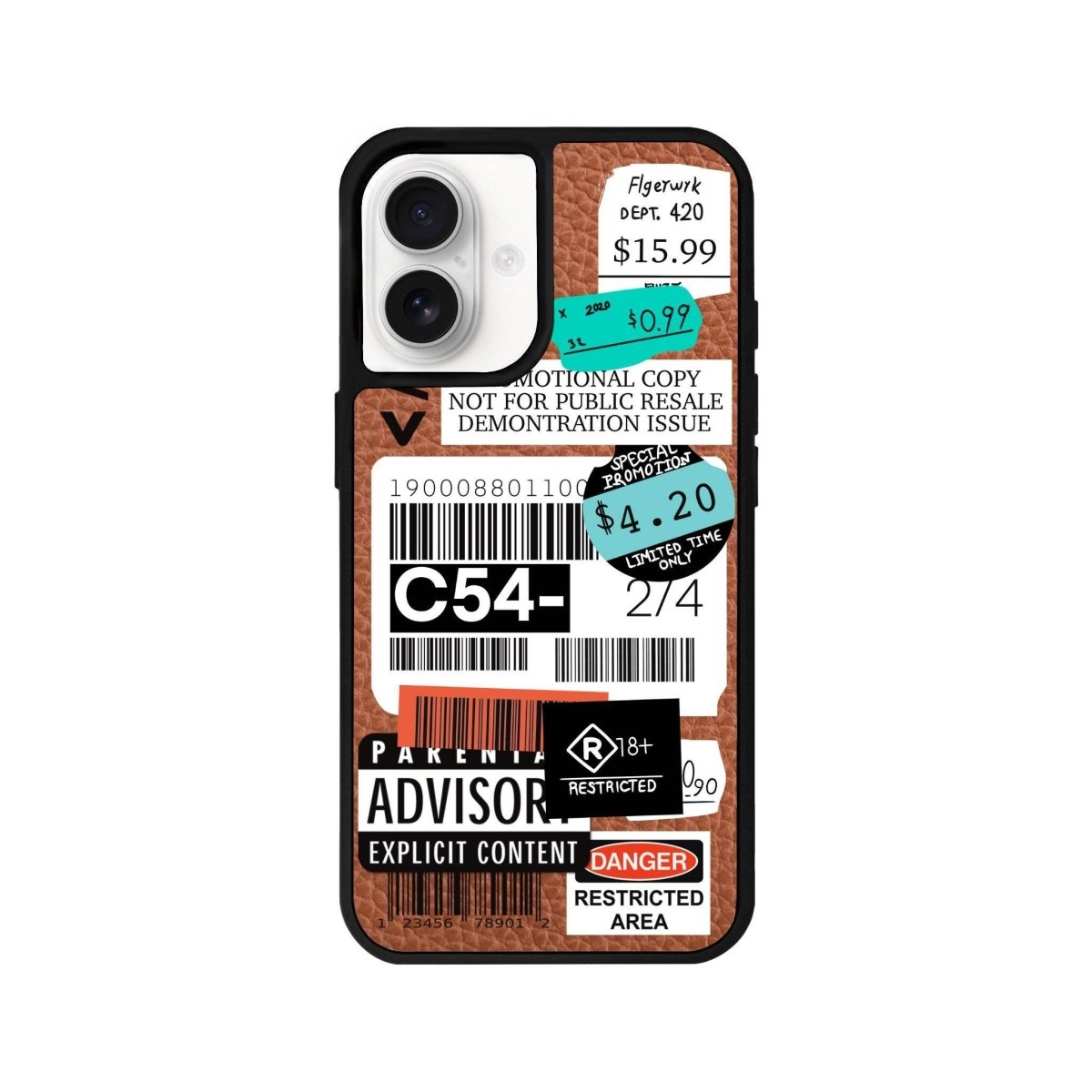 iPhone 16 Barcode C54 Leather Vegan Deri Telefon Kılıfı Kahverengi - SUMTHINCS