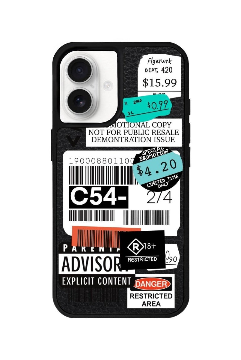 iPhone 16 Barcode C54 Leather Vegan Deri Telefon Kılıfı Siyah - SUMTHINCS