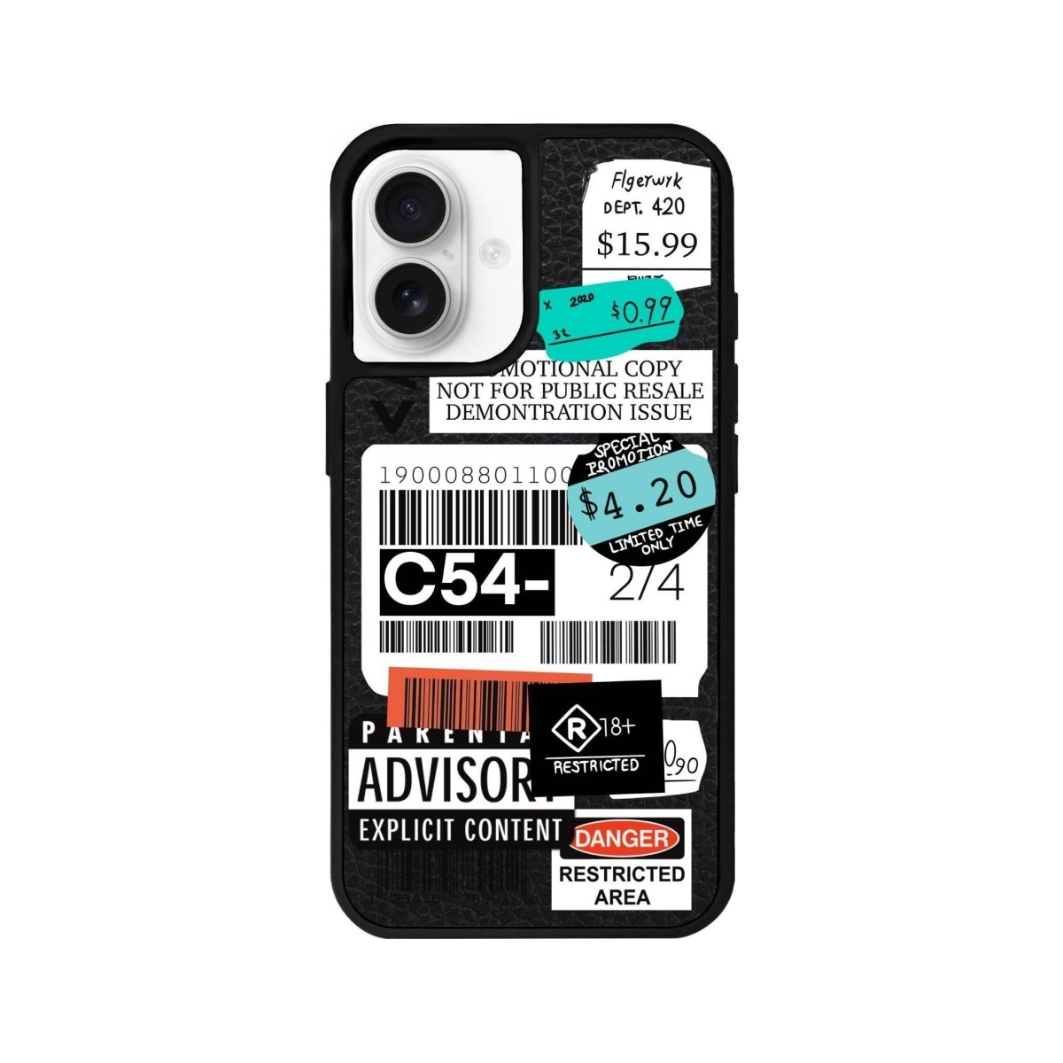 iPhone 16 Barcode C54 Leather Vegan Deri Telefon Kılıfı Siyah - SUMTHINCS