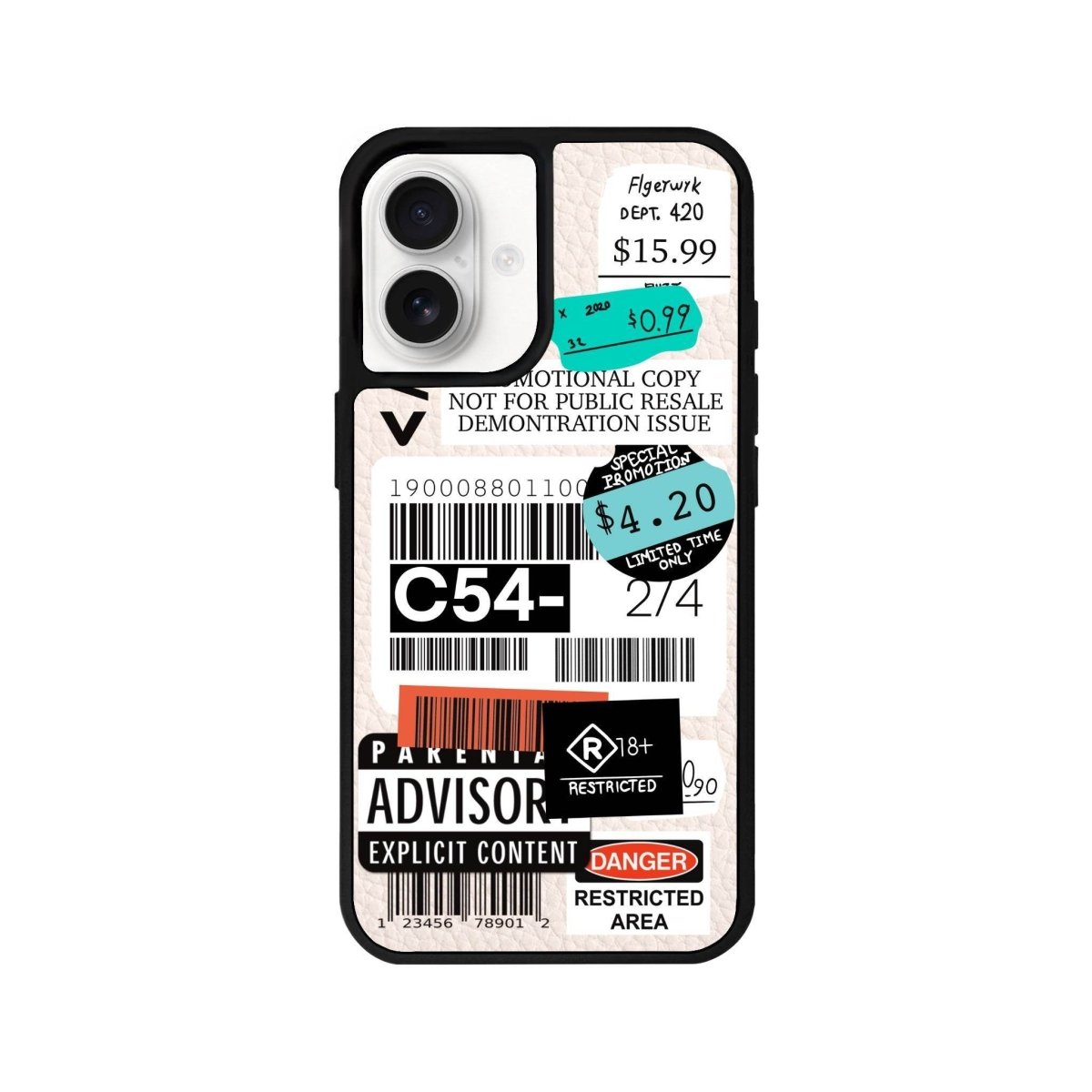 iPhone 16 Barcode C54 Leather Vegan Deri Telefon Kılıfı Bej - SUMTHINCS