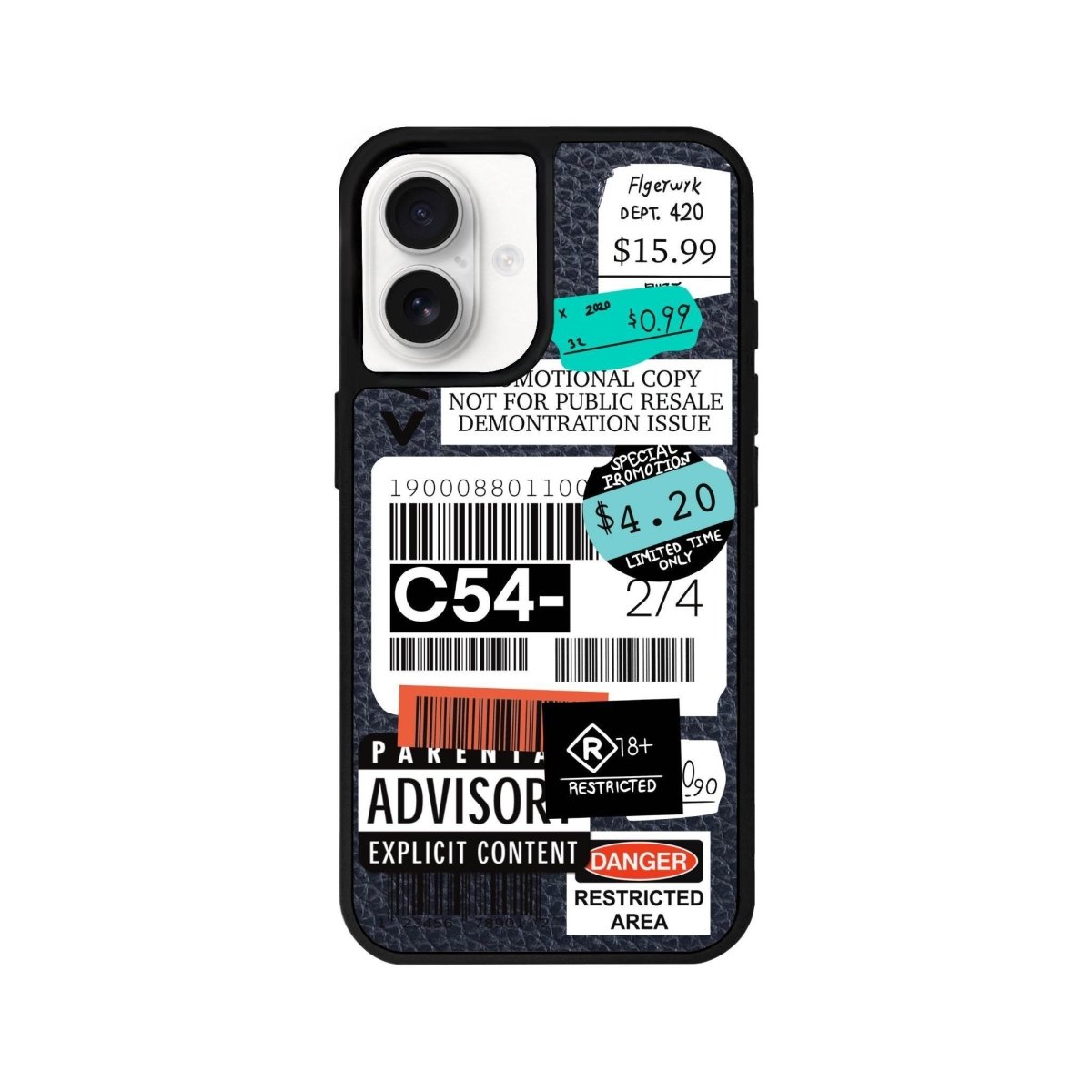 iPhone 16 Barcode C54 Leather Vegan Deri Telefon Kılıfı Pasifik Mavi - SUMTHINCS