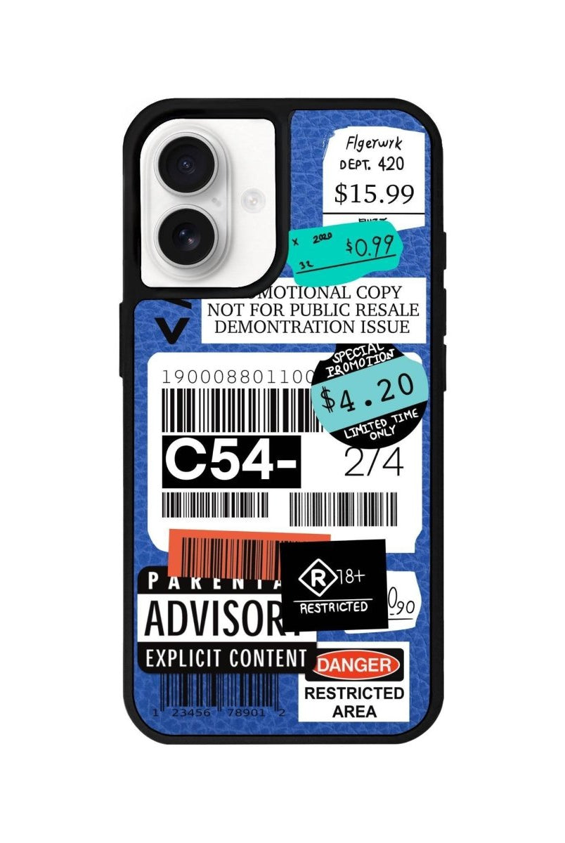 iPhone 16 Barcode C54 Leather Vegan Deri Telefon Kılıfı Mavi - SUMTHINCS