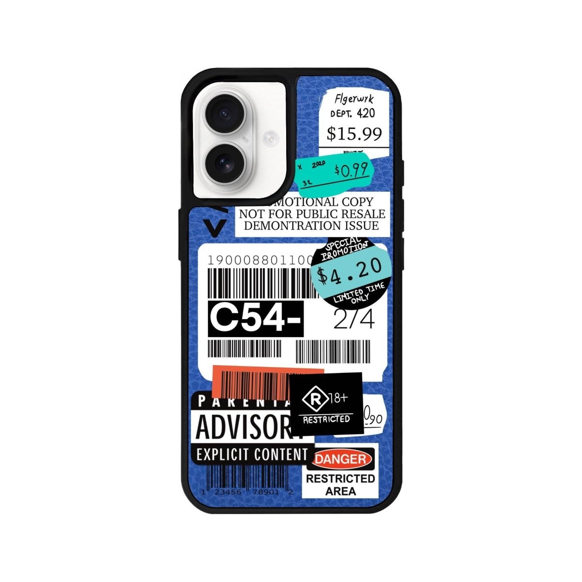 iPhone 16 Barcode C54 Leather Vegan Deri Telefon Kılıfı Mavi - SUMTHINCS