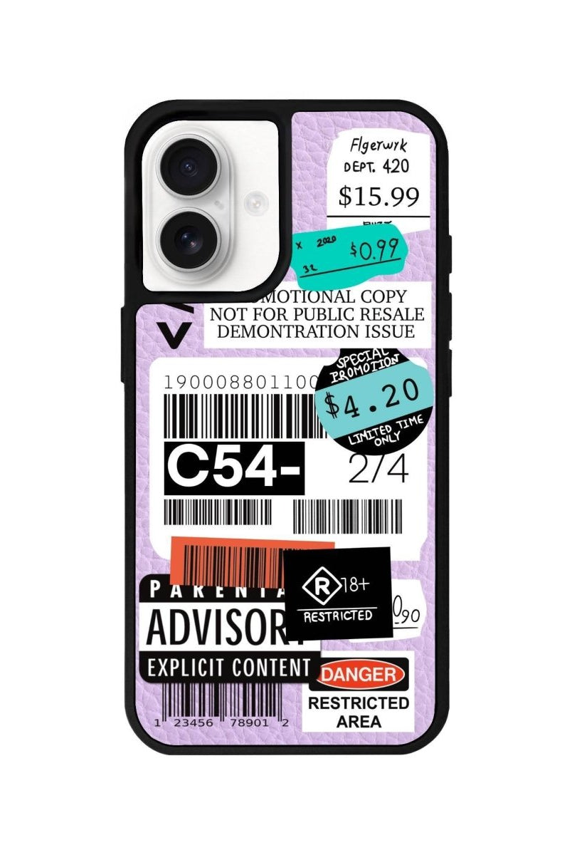 iPhone 16 Barcode C54 Leather Vegan Deri Telefon Kılıfı Lila - SUMTHINCS