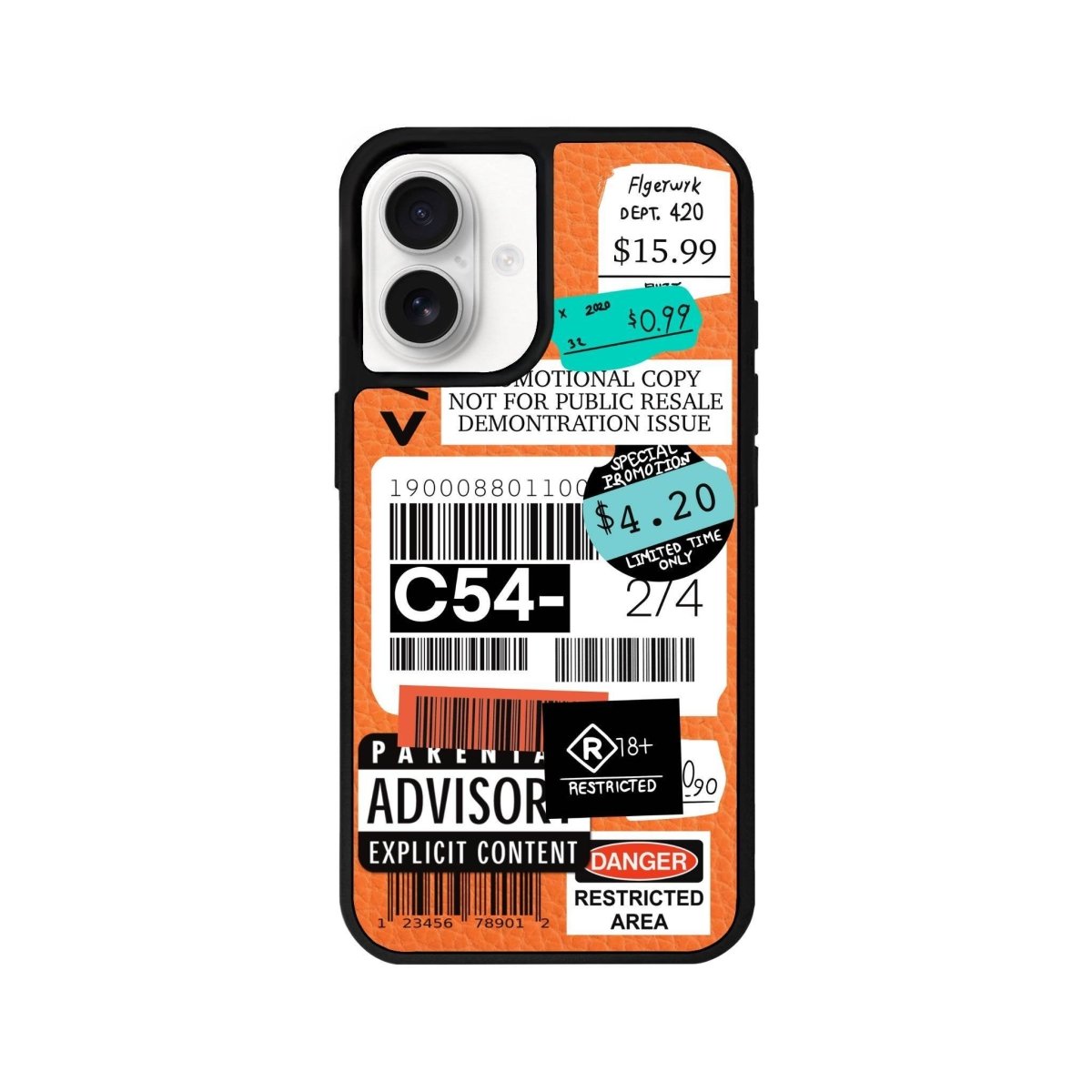 iPhone 16 Barcode C54 Leather Vegan Deri Telefon Kılıfı Turuncu - SUMTHINCS