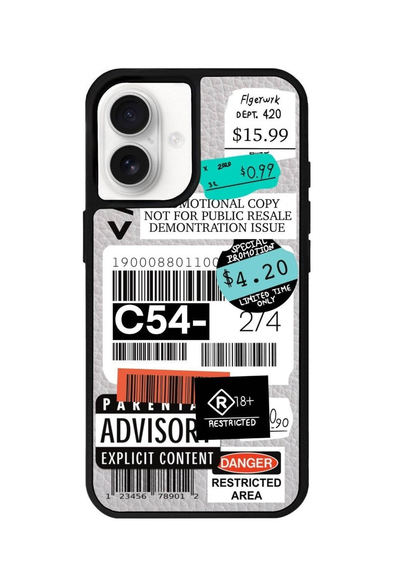 iPhone 16 Barcode C54 Leather Vegan Deri Telefon Kılıfı Gri - SUMTHINCS