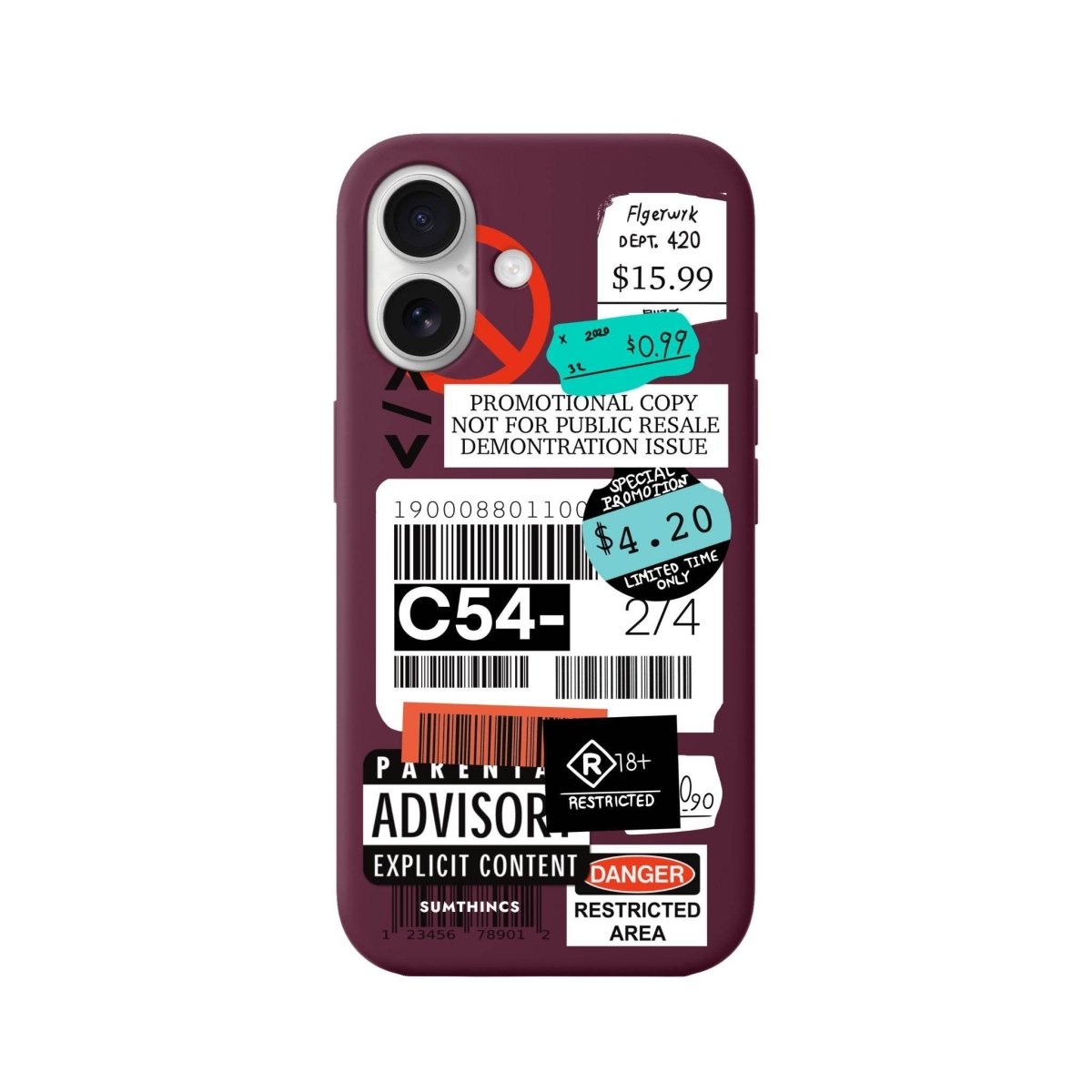 iPhone 16 Barcode C54 Premium Telefon Kılıfı Bordo - SUMTHINCS