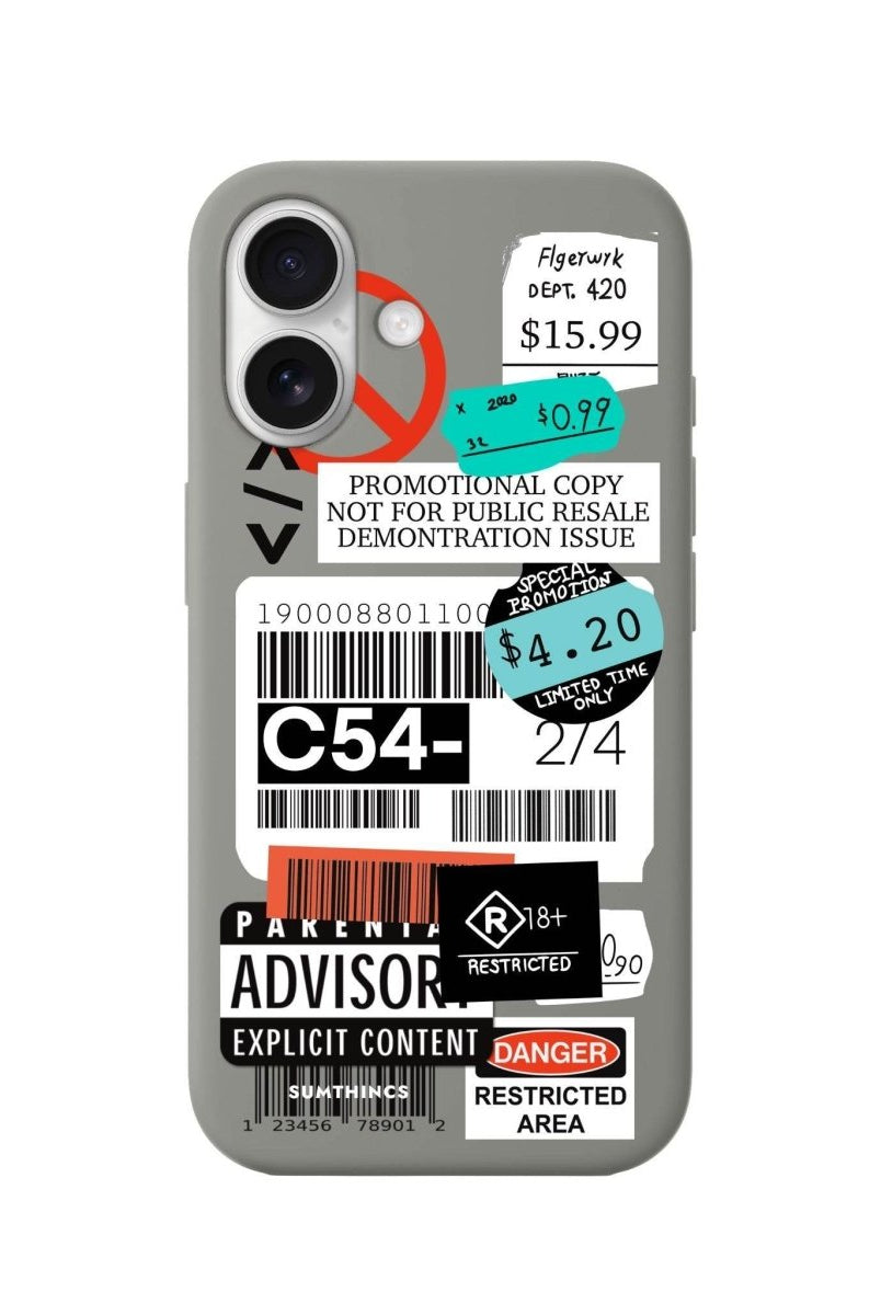 iPhone 16 Barcode C54 Premium Telefon Kılıfı Gri - SUMTHINCS