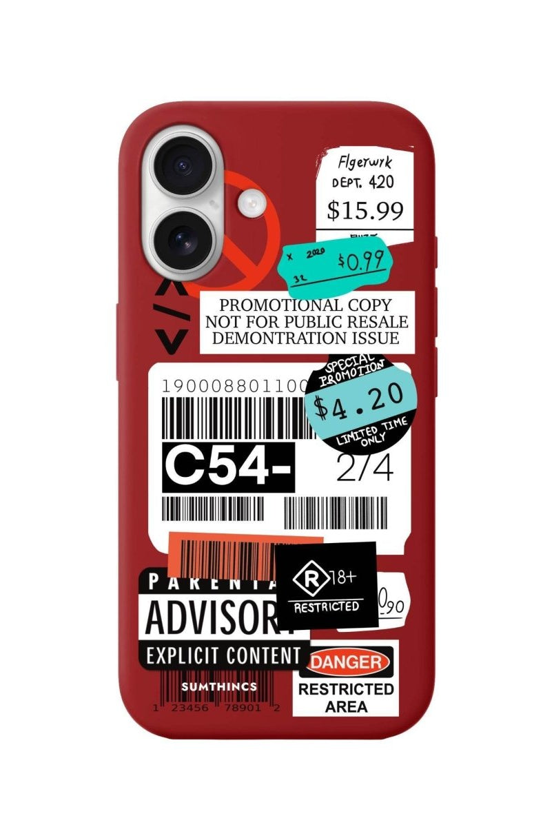 iPhone 16 Barcode C54 Premium Telefon Kılıfı Kırmızı - SUMTHINCS