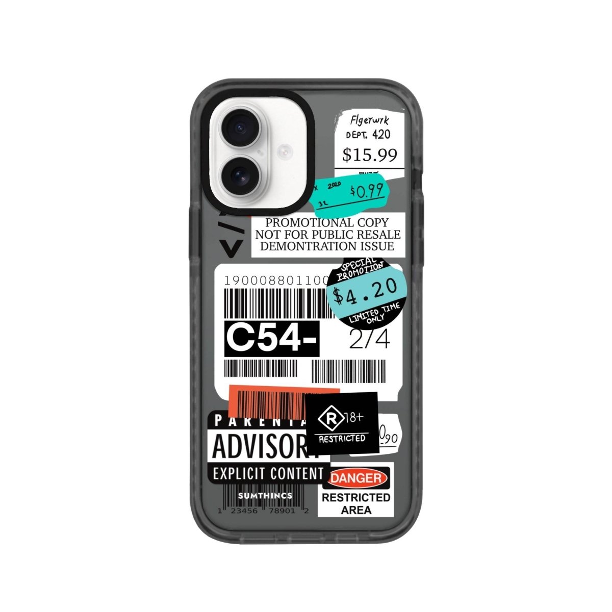 iPhone 16 Barcode C54 Procase Şeffaf Telefon Kılıfı Antrasit - SUMTHINCS