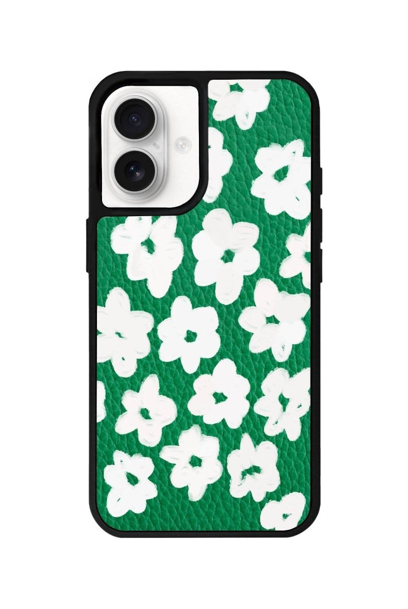 iPhone 16 Blossoms Leather Vegan Deri Telefon Kılıfı Yeşil - SUMTHINCS