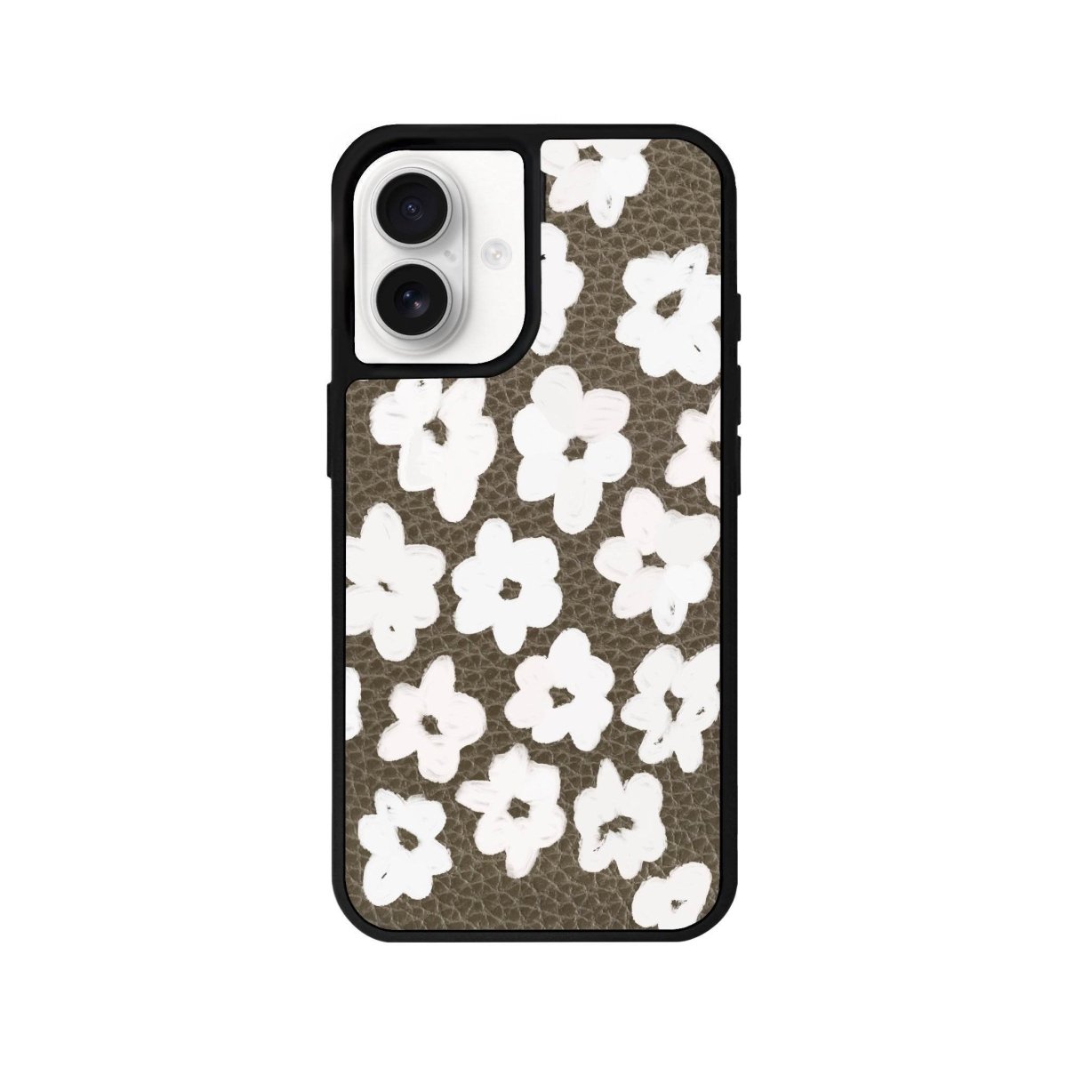 iPhone 16 Blossoms Leather Vegan Deri Telefon Kılıfı Haki - SUMTHINCS