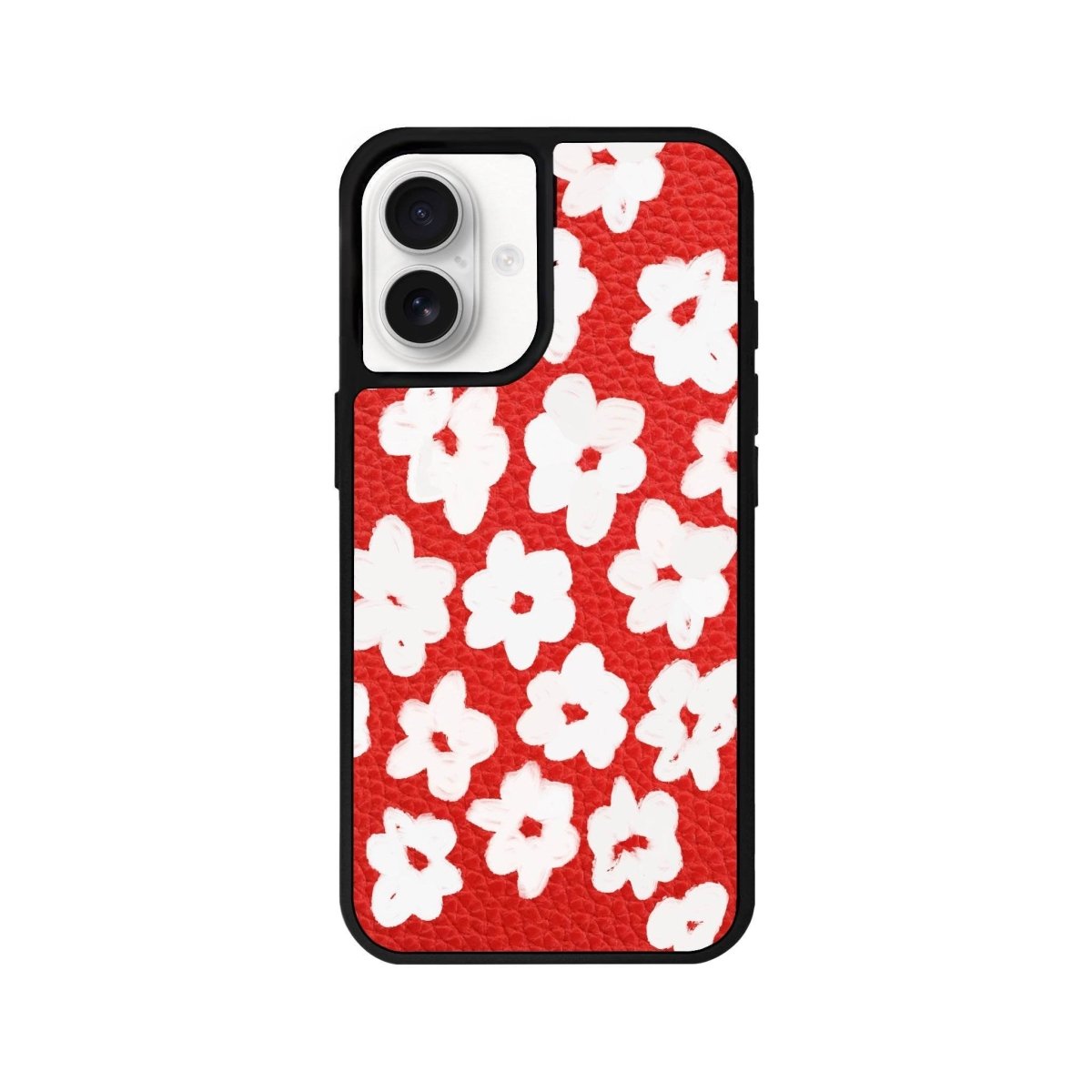 iPhone 16 Blossoms Leather Vegan Deri Telefon Kılıfı Kırmızı - SUMTHINCS
