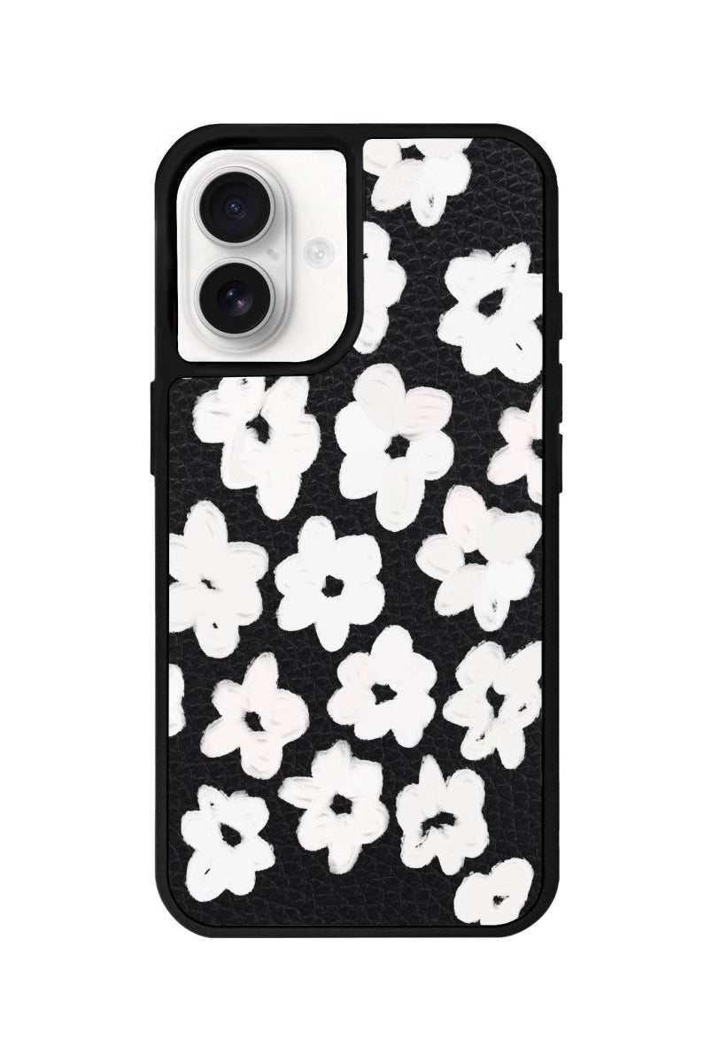 iPhone 16 Blossoms Leather Vegan Deri Telefon Kılıfı Siyah - SUMTHINCS