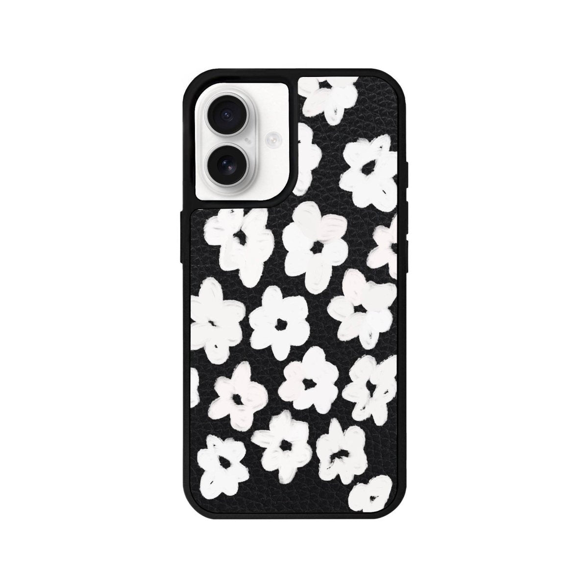 iPhone 16 Blossoms Leather Vegan Deri Telefon Kılıfı Siyah - SUMTHINCS