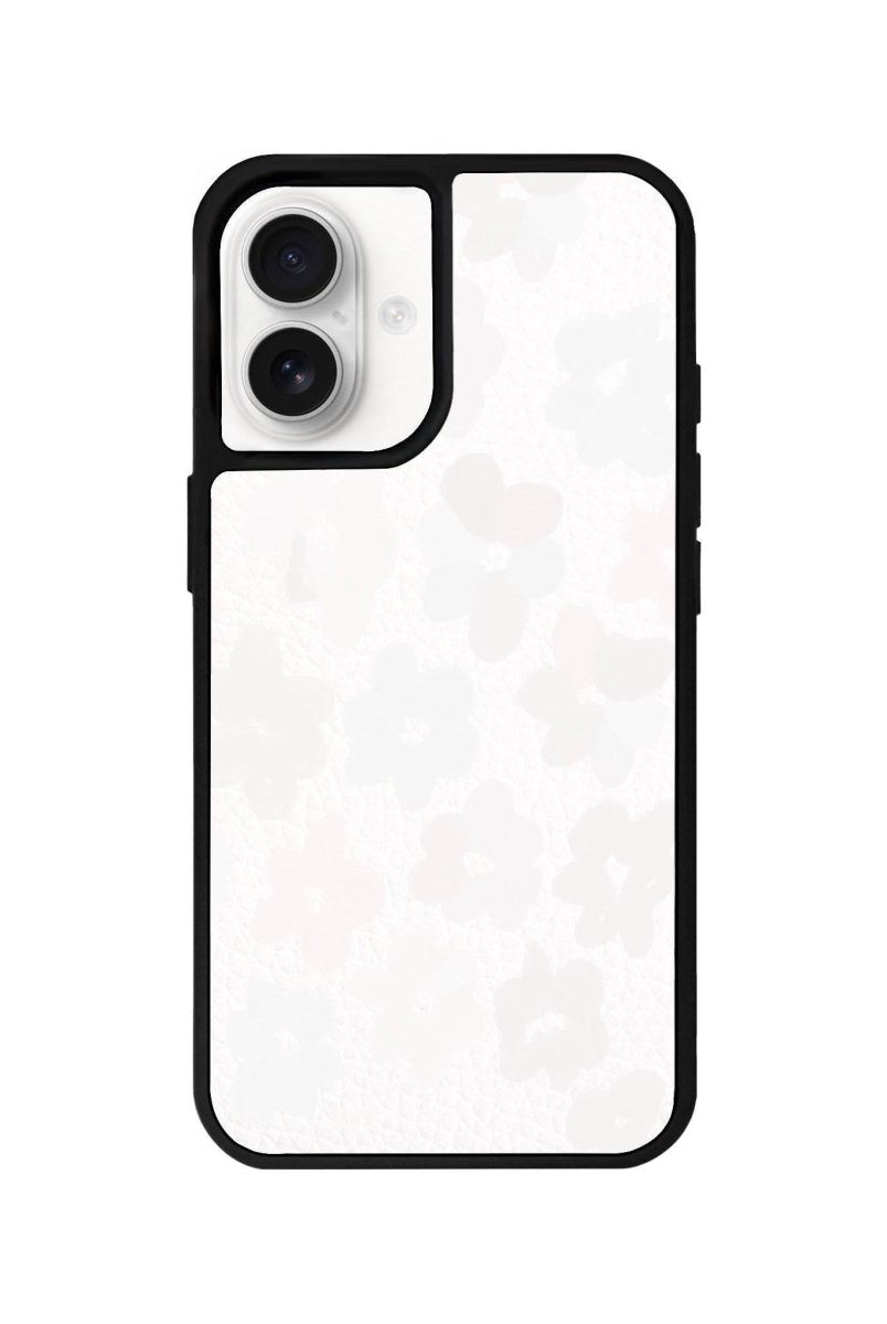 iPhone 16 Blossoms Leather Vegan Deri Telefon Kılıfı Beyaz - SUMTHINCS