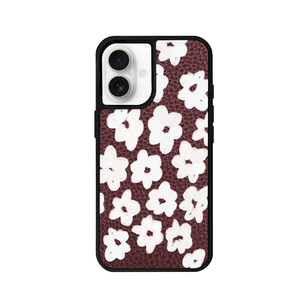 iPhone 16 Blossoms Leather Vegan Deri Telefon Kılıfı Bordo - SUMTHINCS