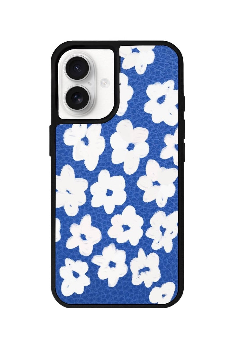 iPhone 16 Blossoms Leather Vegan Deri Telefon Kılıfı Mavi - SUMTHINCS