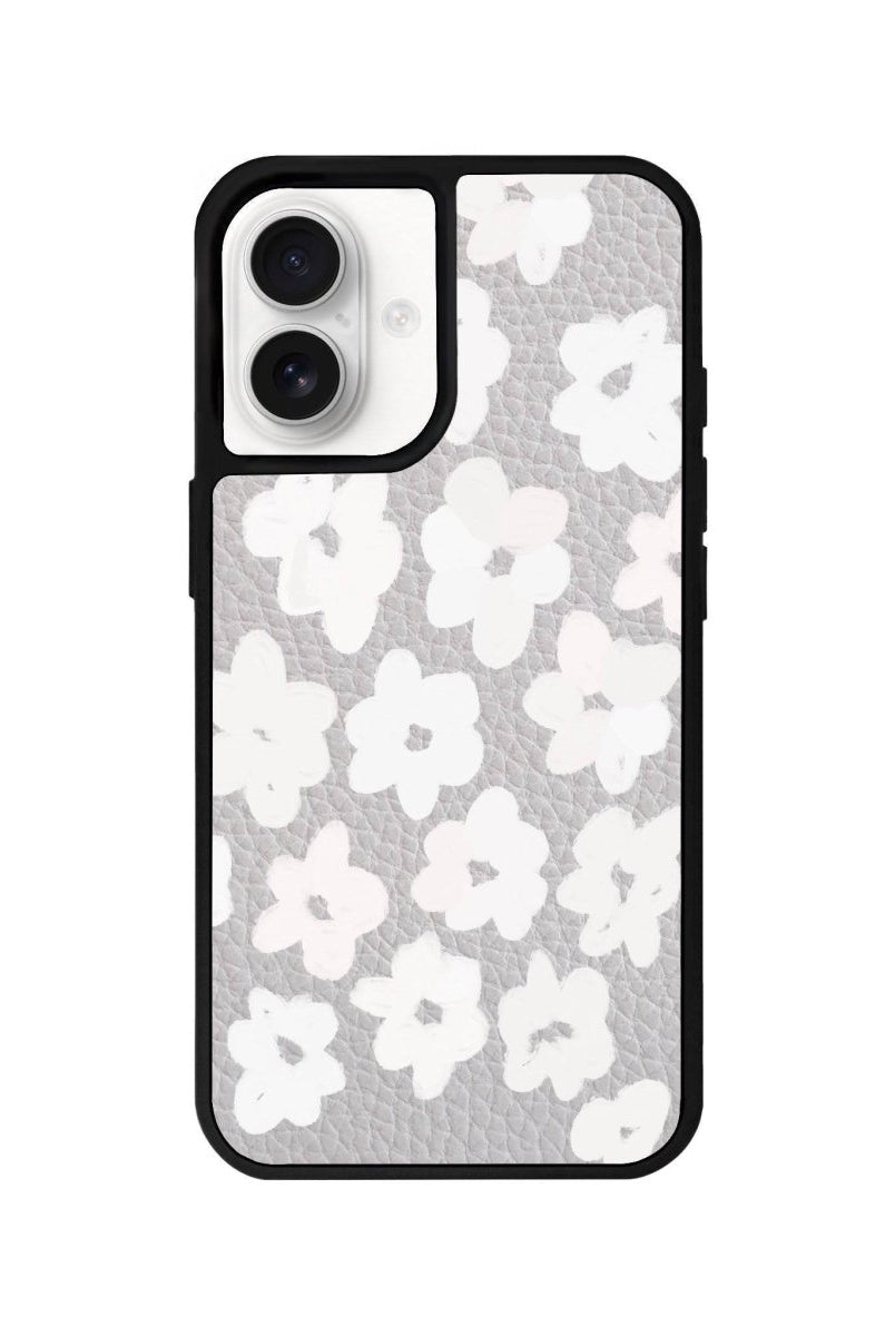 iPhone 16 Blossoms Leather Vegan Deri Telefon Kılıfı Gri - SUMTHINCS