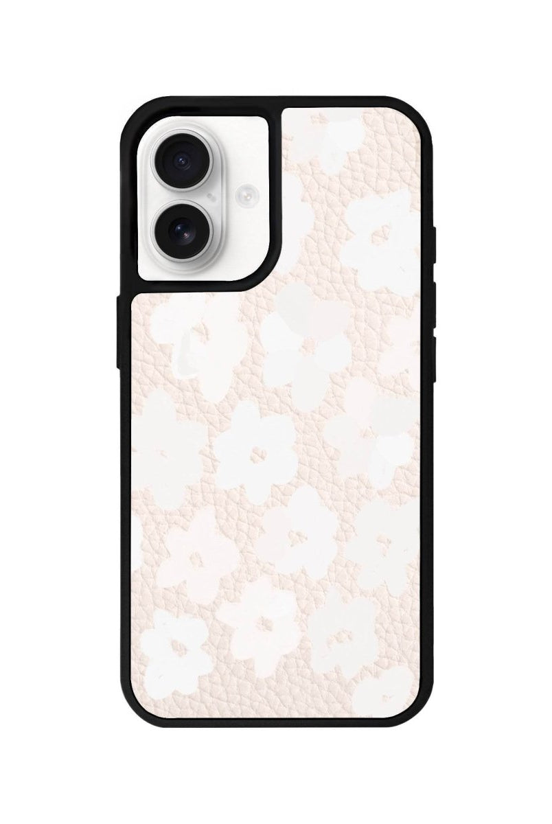 iPhone 16 Blossoms Leather Vegan Deri Telefon Kılıfı Bej - SUMTHINCS
