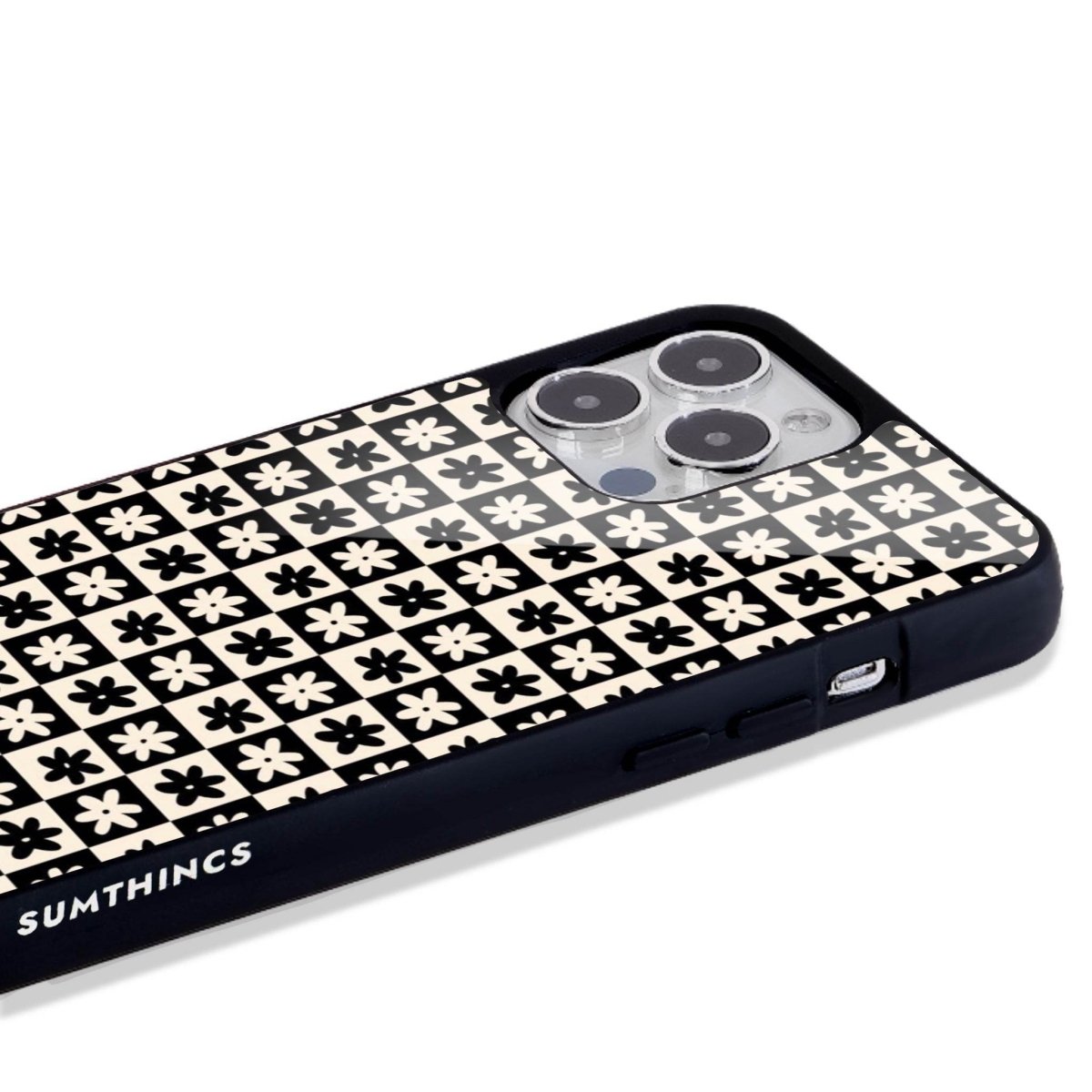 iPhone 16 Check Flowers Glossy Cam Telefon Kılıfı - SUMTHINCS