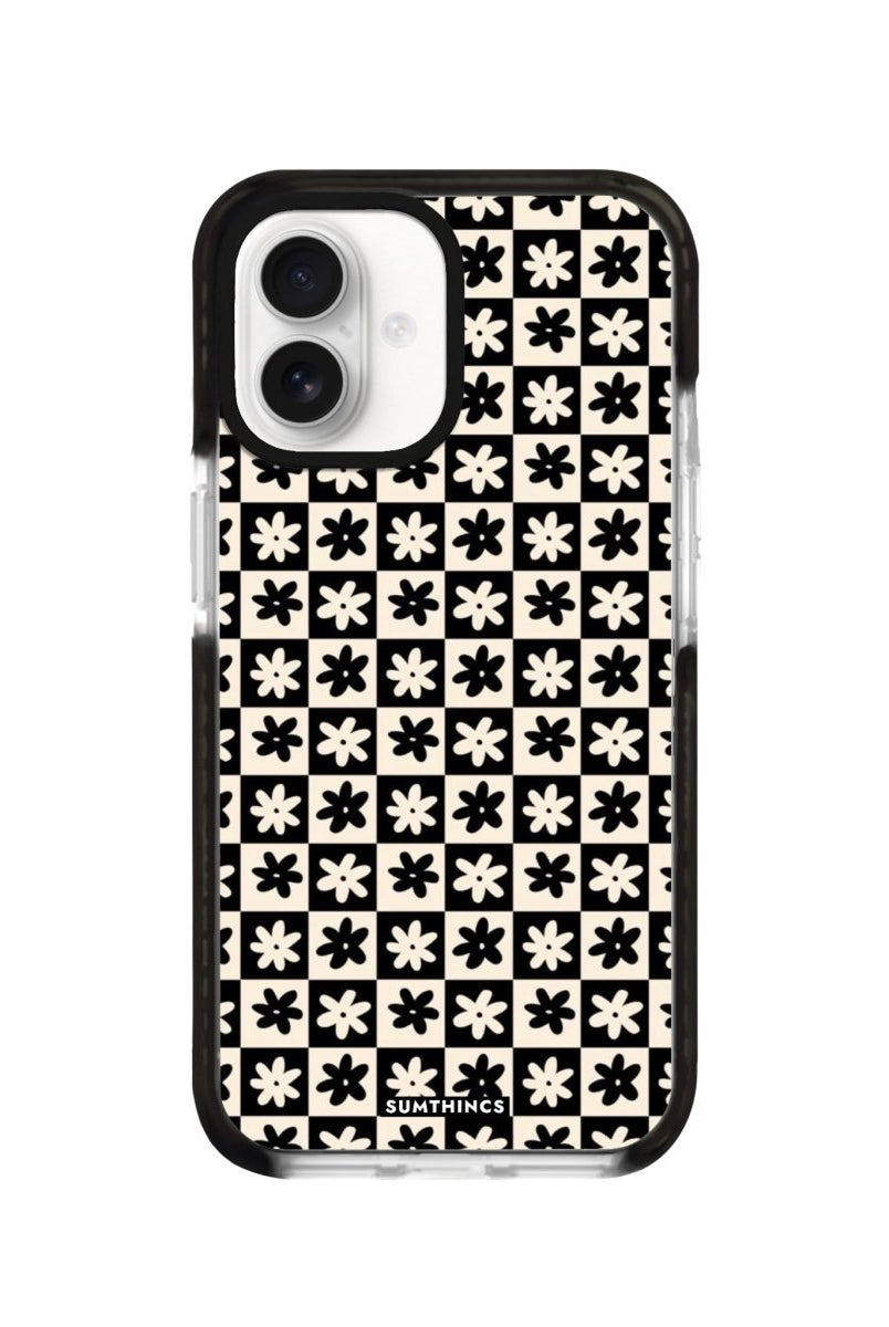 iPhone 16 Check Flowers Procase Şeffaf Telefon Kılıfı Siyah Şeffaf - SUMTHINCS