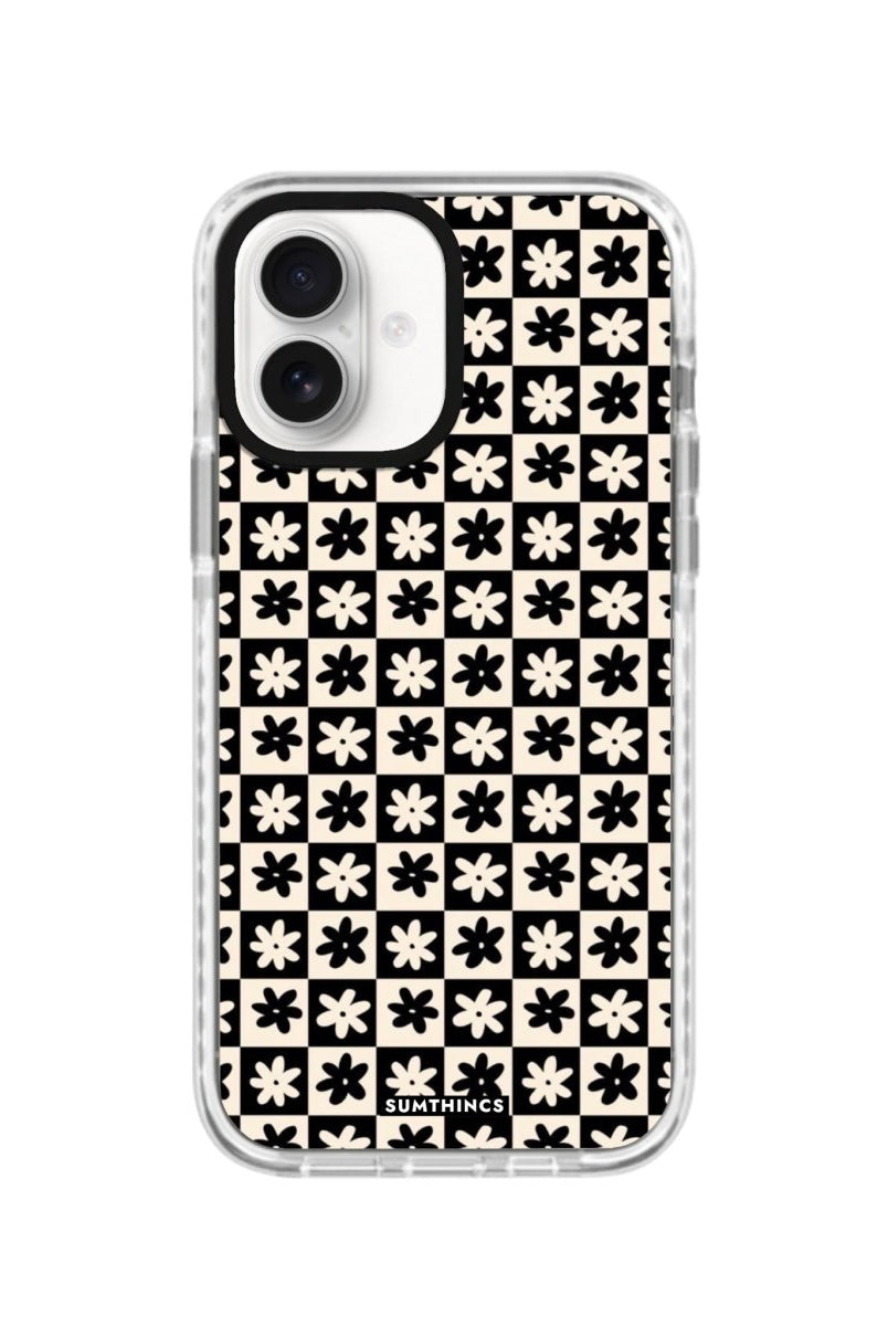 iPhone 16 Check Flowers Procase Şeffaf Telefon Kılıfı Beyaz Şeffaf - SUMTHINCS