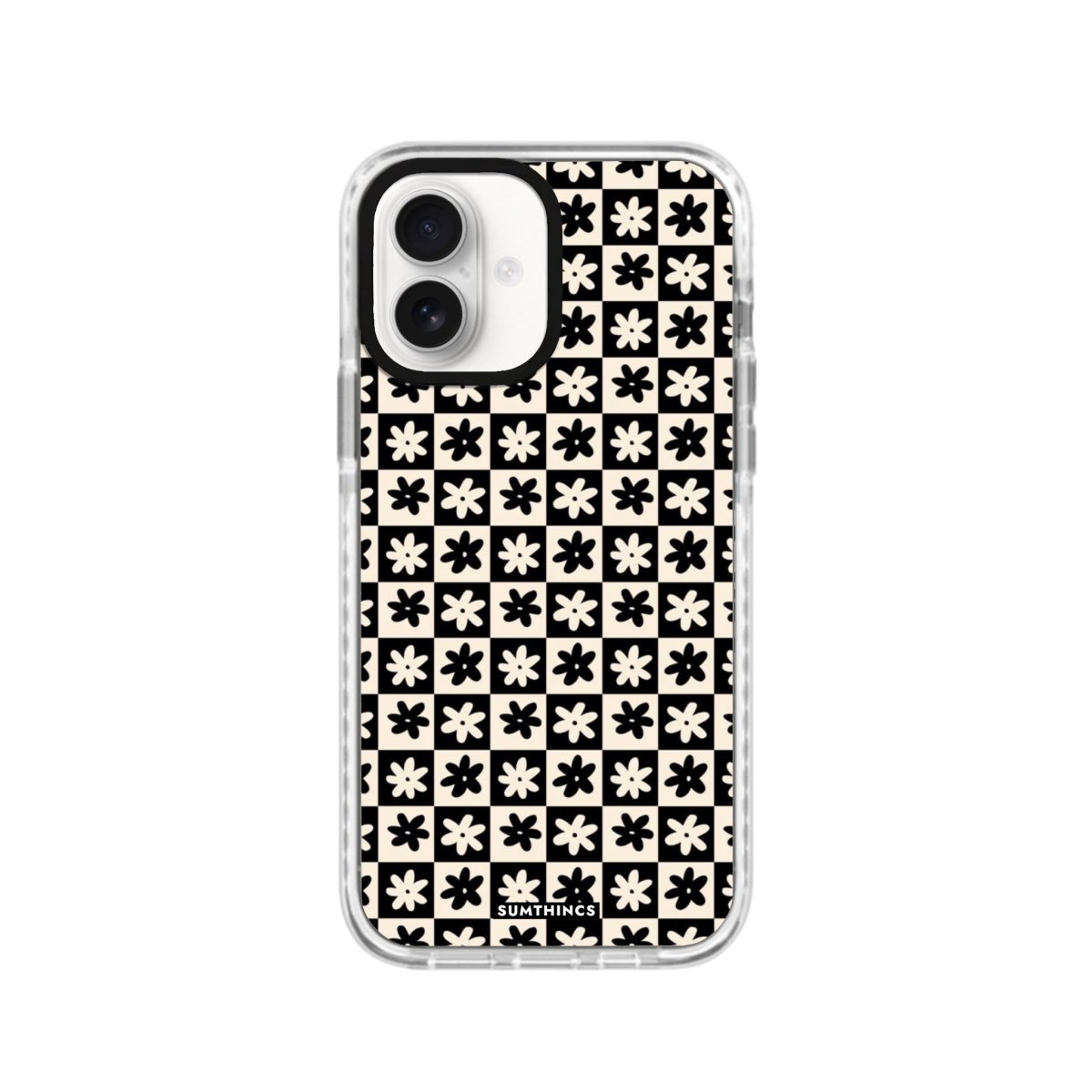 iPhone 16 Check Flowers Procase Şeffaf Telefon Kılıfı Beyaz Şeffaf - SUMTHINCS