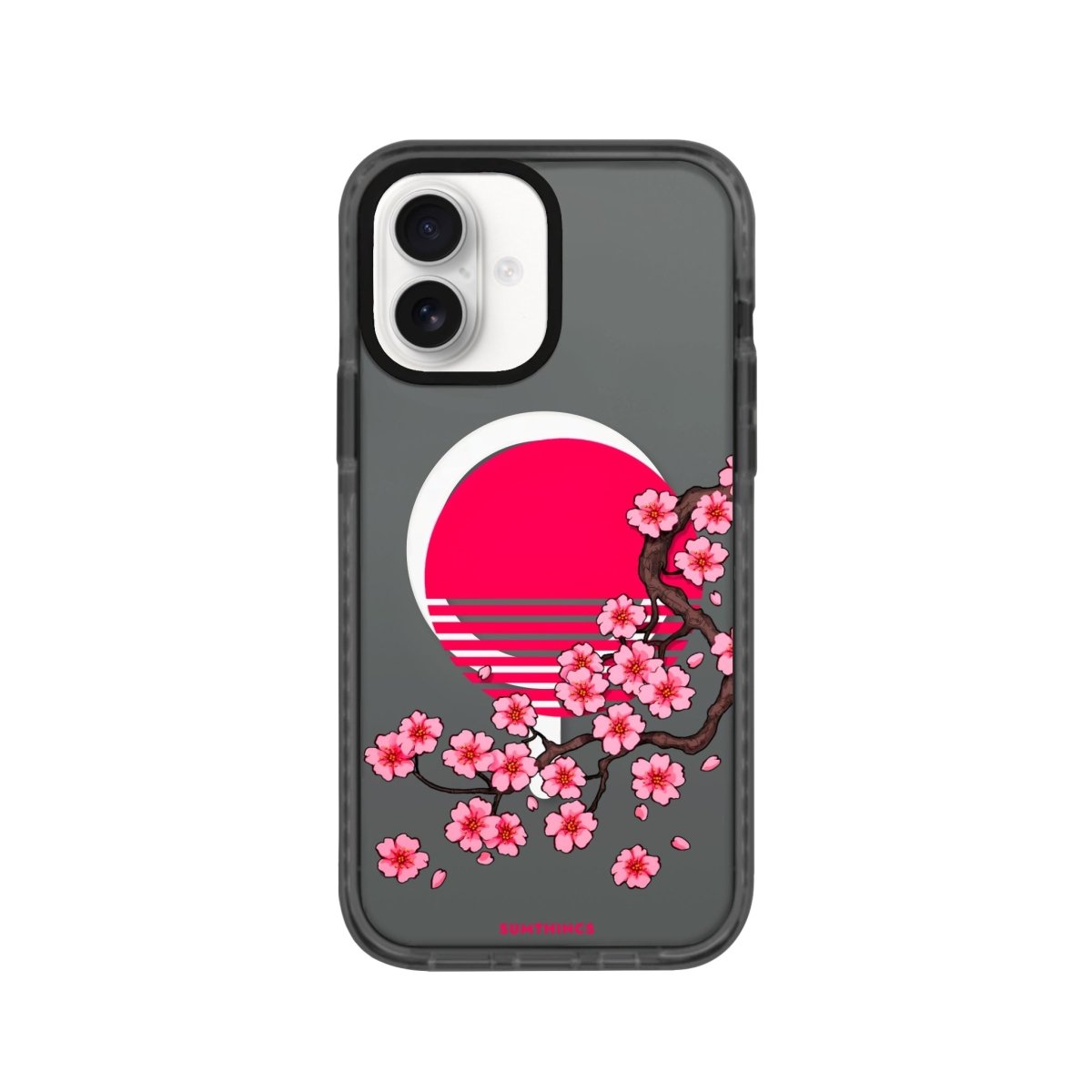 iPhone 16 Cherry Blossom Dawn Magsafe Procase Şeffaf Telefon Kılıfı Antrasit - SUMTHINCS