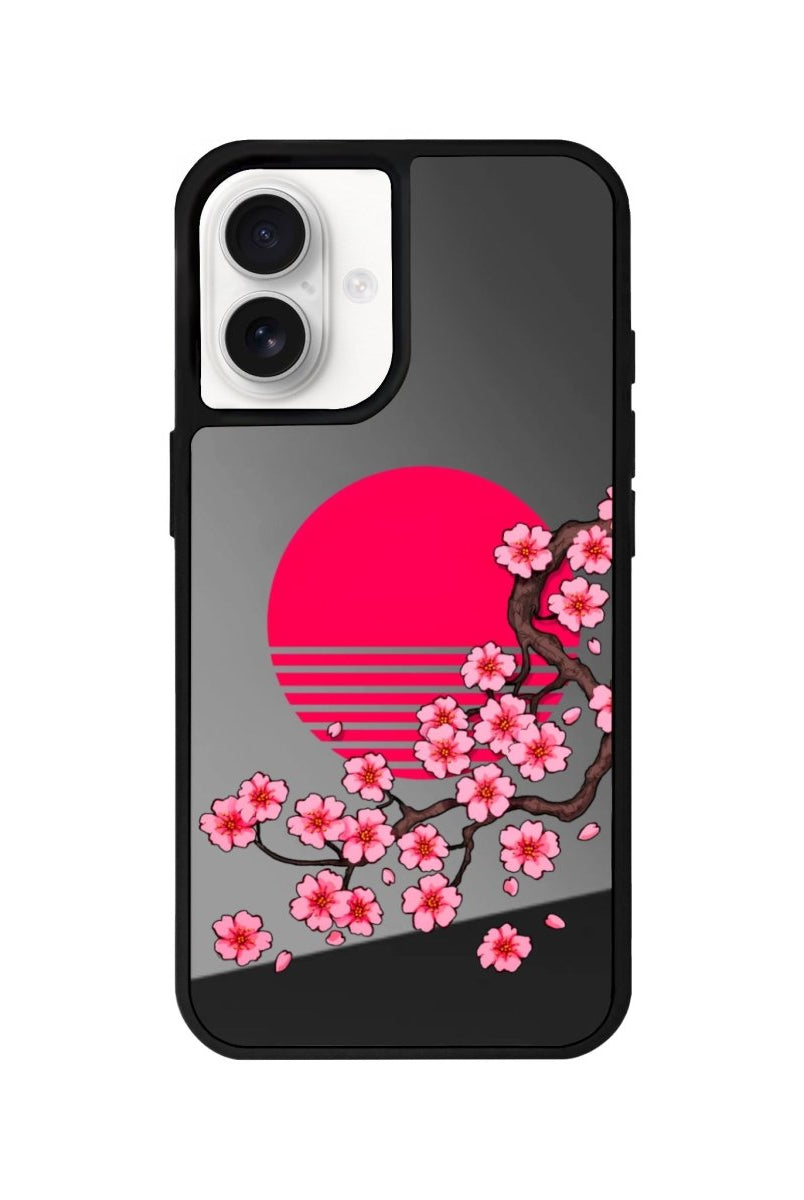 iPhone 16 Cherry Blossom Dawn Mirror Aynalı Telefon Kılıfı Antrasit - SUMTHINCS