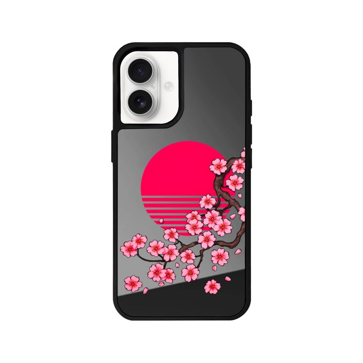 iPhone 16 Cherry Blossom Dawn Mirror Aynalı Telefon Kılıfı Antrasit - SUMTHINCS