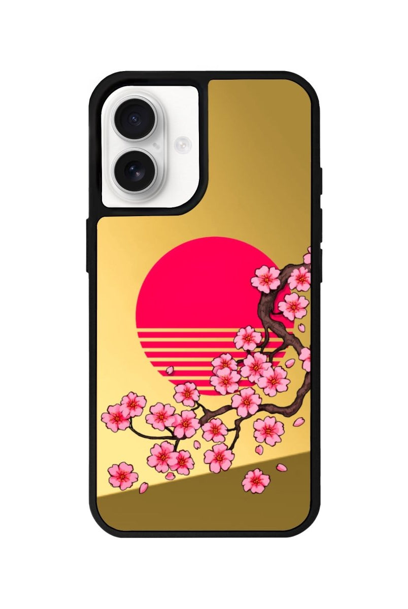 iPhone 16 Cherry Blossom Dawn Mirror Aynalı Telefon Kılıfı Altın - SUMTHINCS