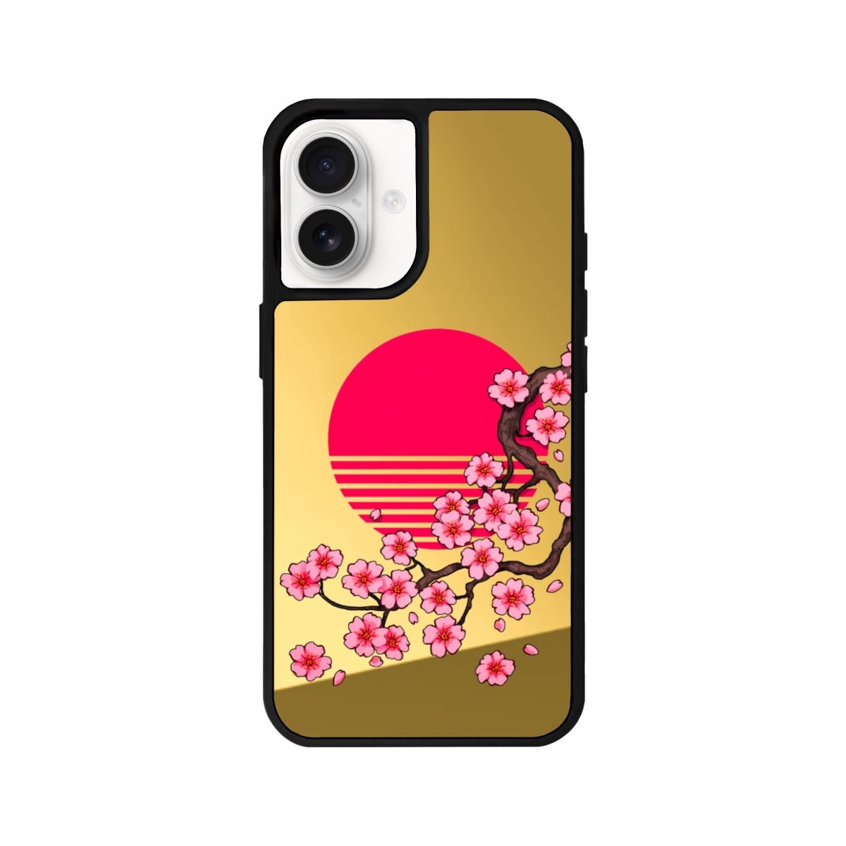 iPhone 16 Cherry Blossom Dawn Mirror Aynalı Telefon Kılıfı Altın - SUMTHINCS