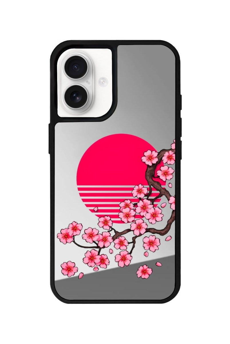 iPhone 16 Cherry Blossom Dawn Mirror Aynalı Telefon Kılıfı Gümüş - SUMTHINCS