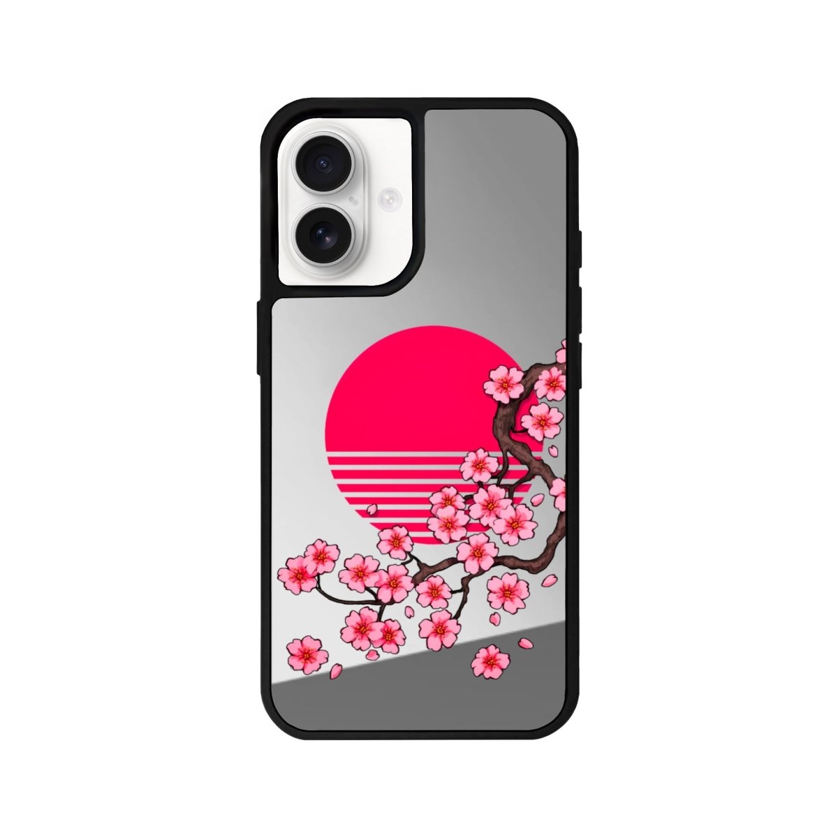 iPhone 16 Cherry Blossom Dawn Mirror Aynalı Telefon Kılıfı Gümüş - SUMTHINCS