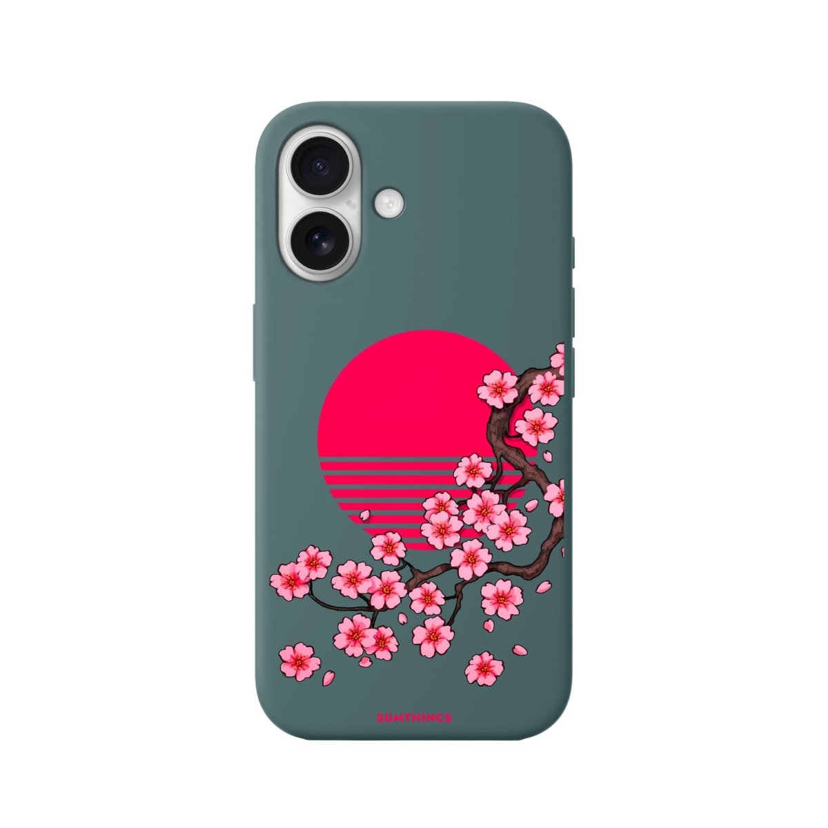 iPhone 16 Cherry Blossom Dawn Premium Telefon Kılıfı Kaktüs Yeşili - SUMTHINCS