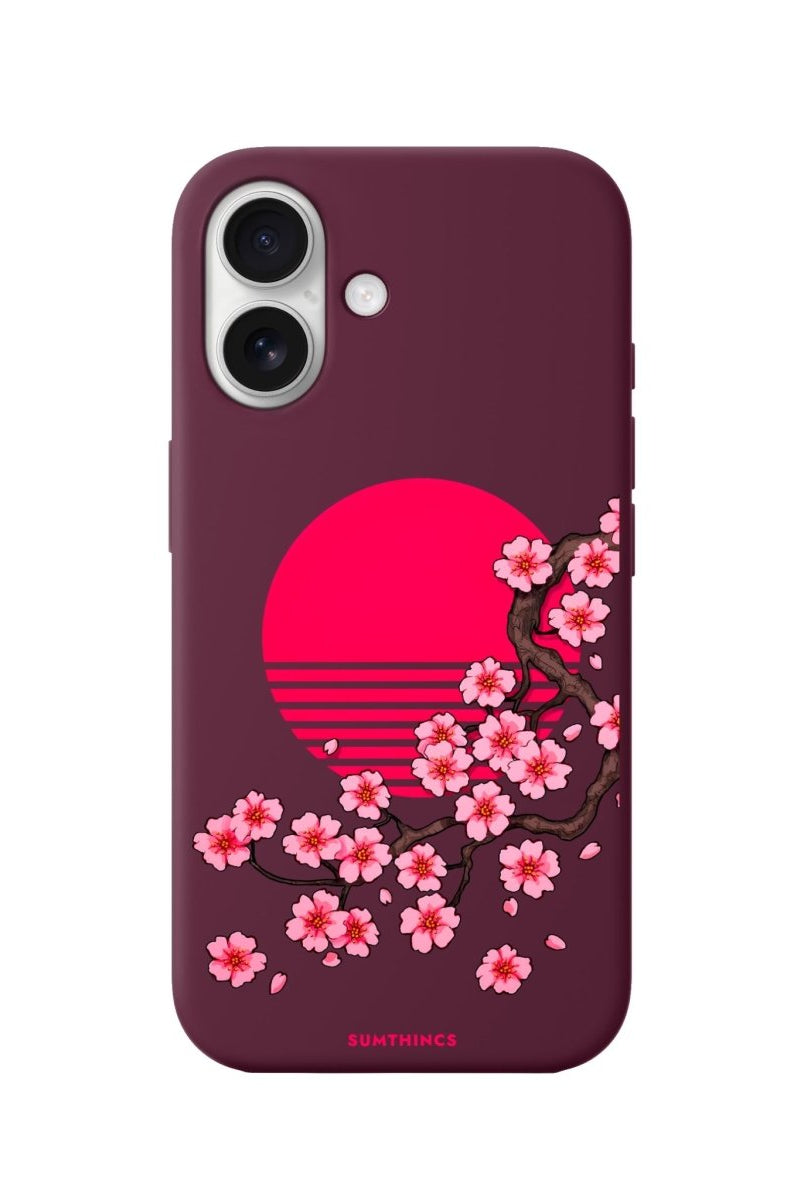 iPhone 16 Cherry Blossom Dawn Premium Telefon Kılıfı Bordo - SUMTHINCS