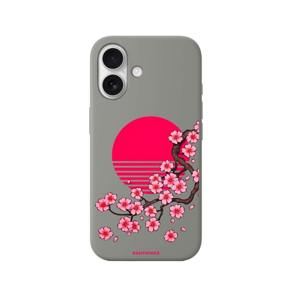 iPhone 16 Cherry Blossom Dawn Premium Telefon Kılıfı Gri - SUMTHINCS