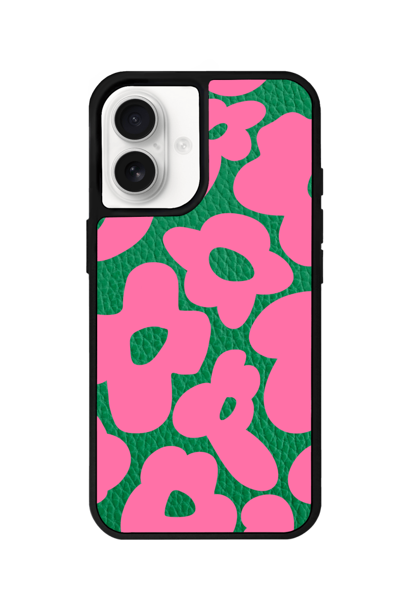 iPhone 16 Daisy Pop Leather Deri Telefon Kılıfı Yeşil - SUMTHINCS