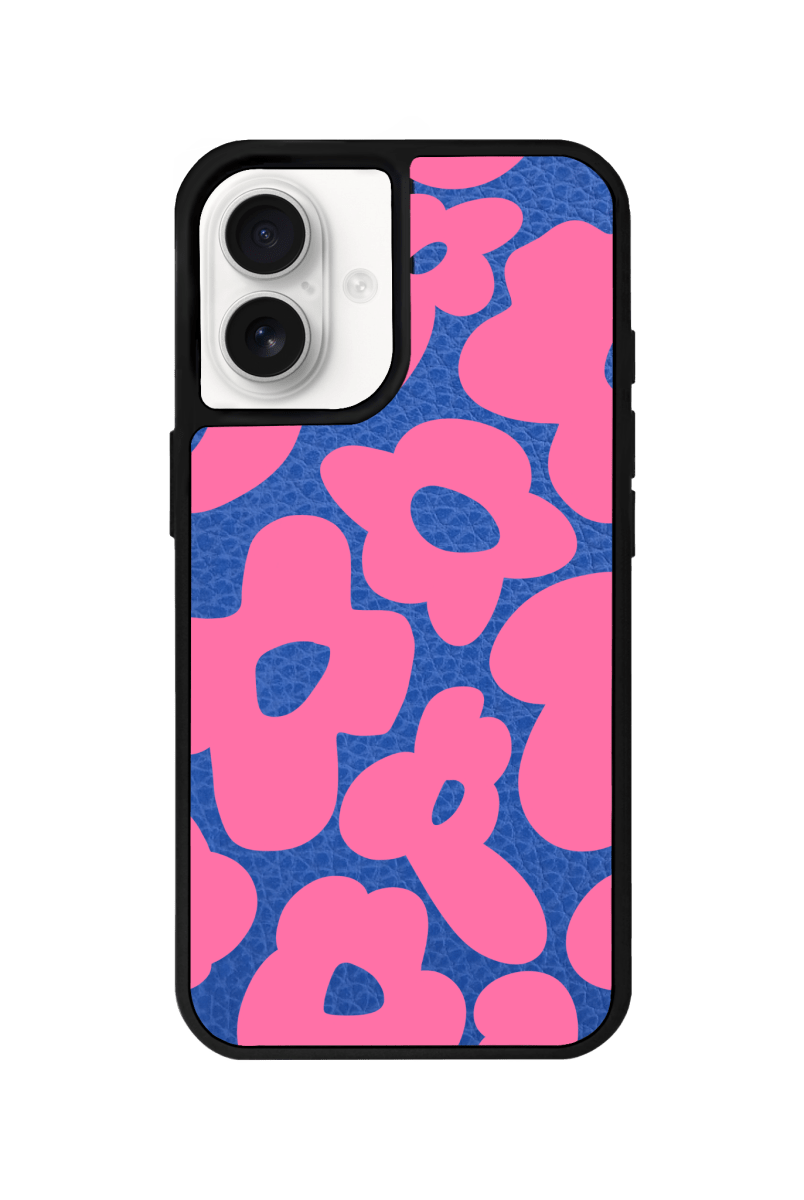 iPhone 16 Daisy Pop Leather Deri Telefon Kılıfı Mavi - SUMTHINCS