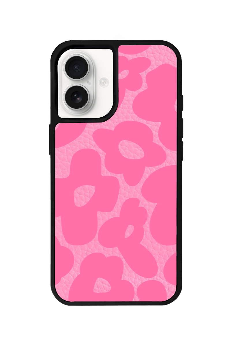 iPhone 16 Daisy Pop Leather Deri Telefon Kılıfı Pembe - SUMTHINCS