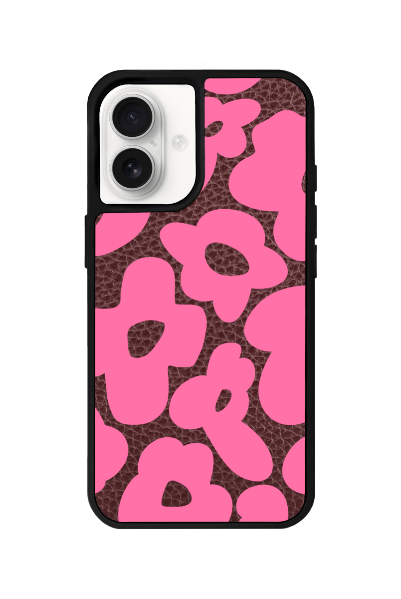 iPhone 16 Daisy Pop Leather Deri Telefon Kılıfı Bordo - SUMTHINCS